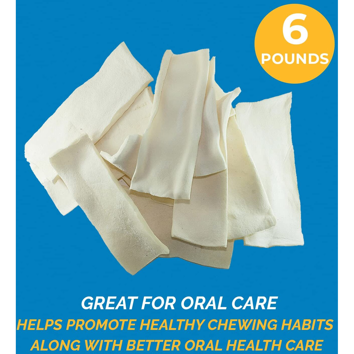123 Treats Rawhide Dog Chips, Premium Rawhide Dog Chews, Natural Grass Fed Livestock With No Hormones, Additives Or Chemicals, Tasty Long Lasting Chews For Dogs, Improve Oral Health, 6 Lbs
