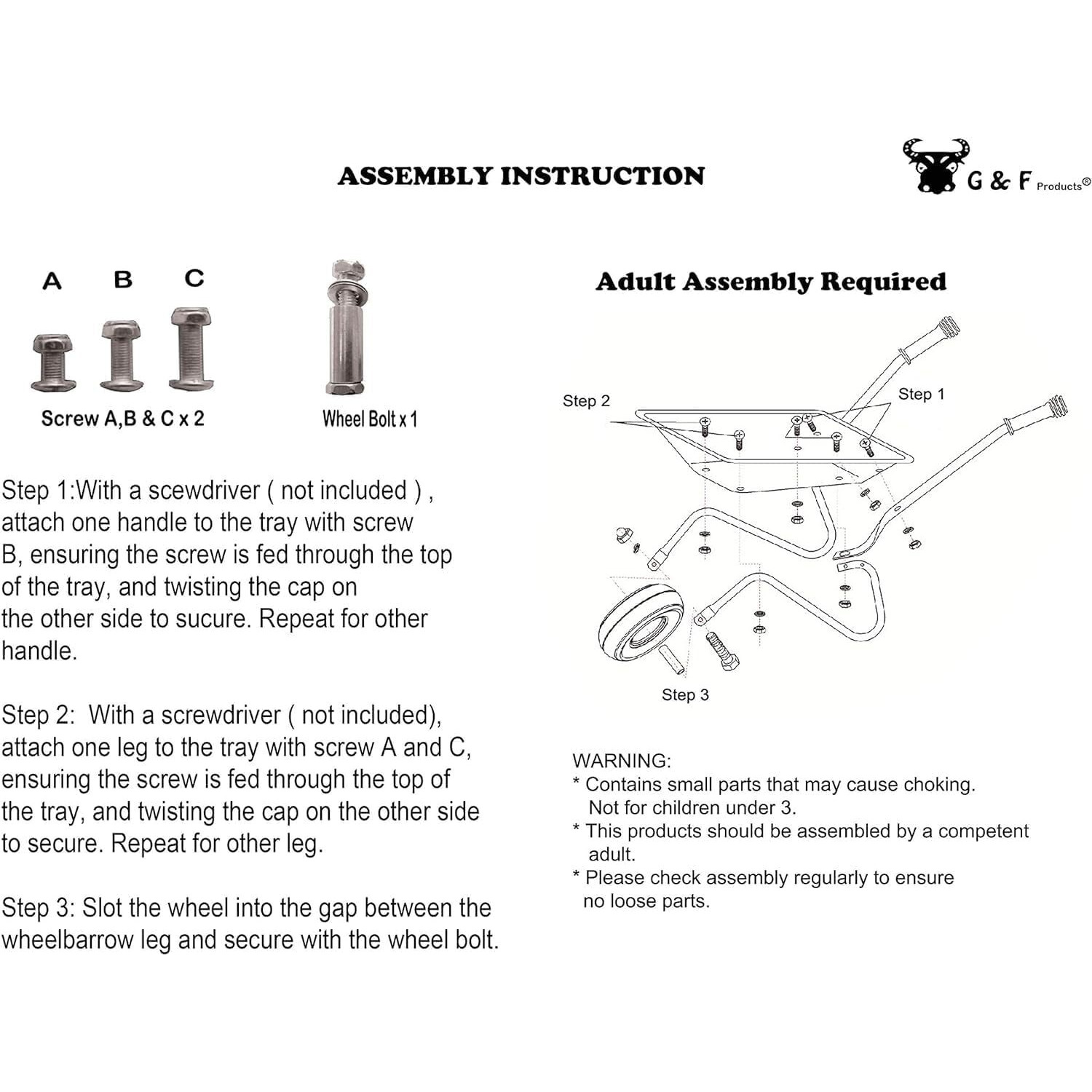 G & F Products G & F 10041 Justforkids Kids Wheel Barrel Made Of Real Metal Kids Size