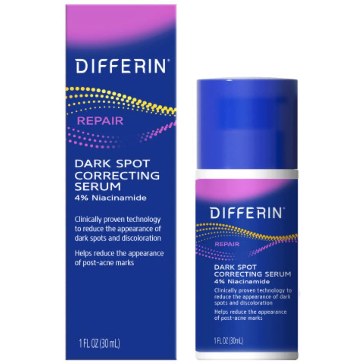 Differin Dark Spot Correcting Face Serum, Dark Spot Correcting Serum By The Makers Of Differin Gel, Gentle Skin Care For Acne Prone Sensitive Skin, 1 Oz (Packaging May Vary)