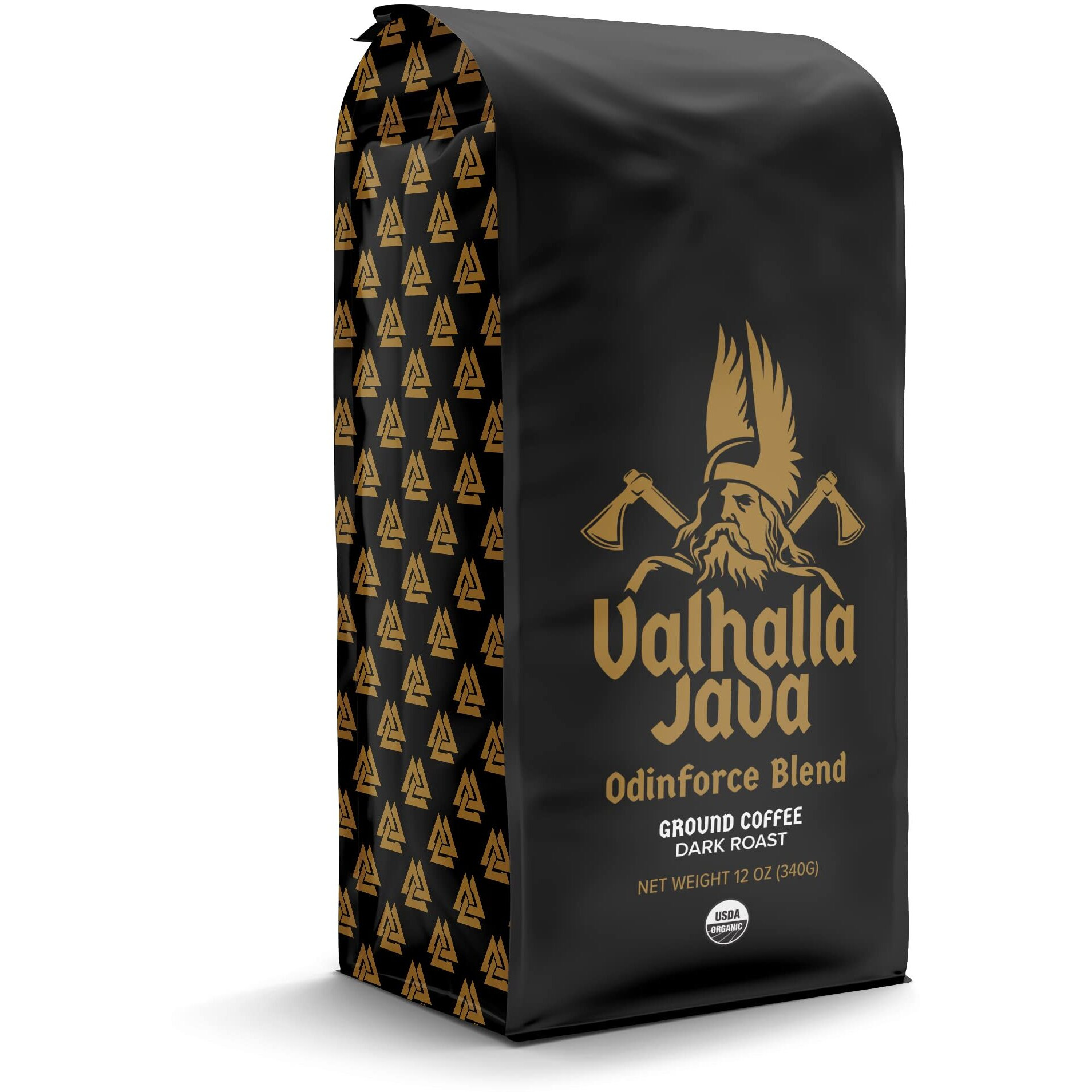 Death Wish Coffee Valhalla Java Dark Roast Ground Coffee, 12 Oz, Bold & Intense Blend Of Arabica Robusta Beans, Usda Organic