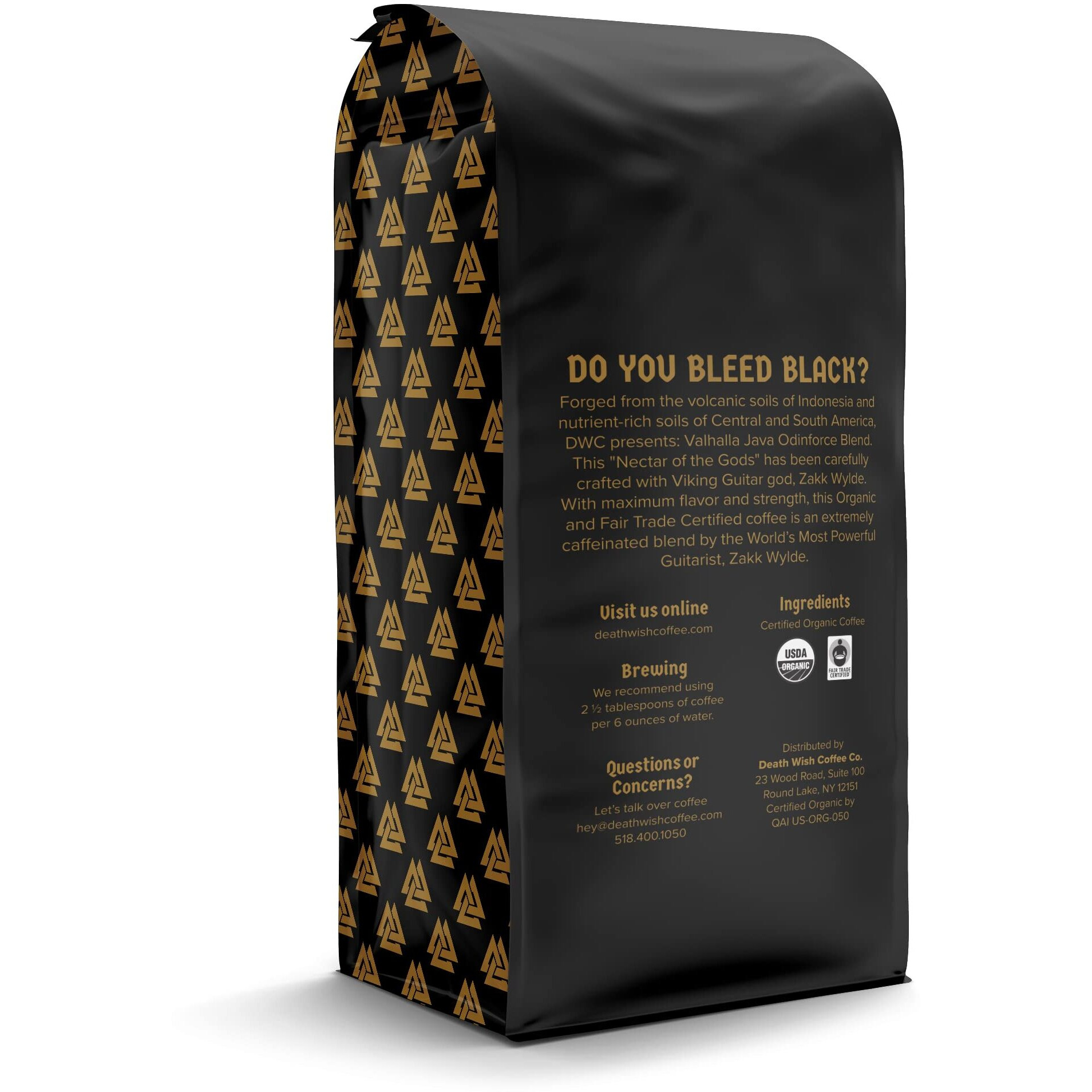 Death Wish Coffee Valhalla Java Dark Roast Ground Coffee, 12 Oz, Bold & Intense Blend Of Arabica Robusta Beans, Usda Organic