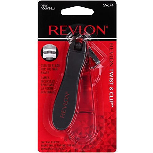 Revlon Twist & Clip Nail Clipper, 360-Degree Rotating Nail Clipper, Curved Blade