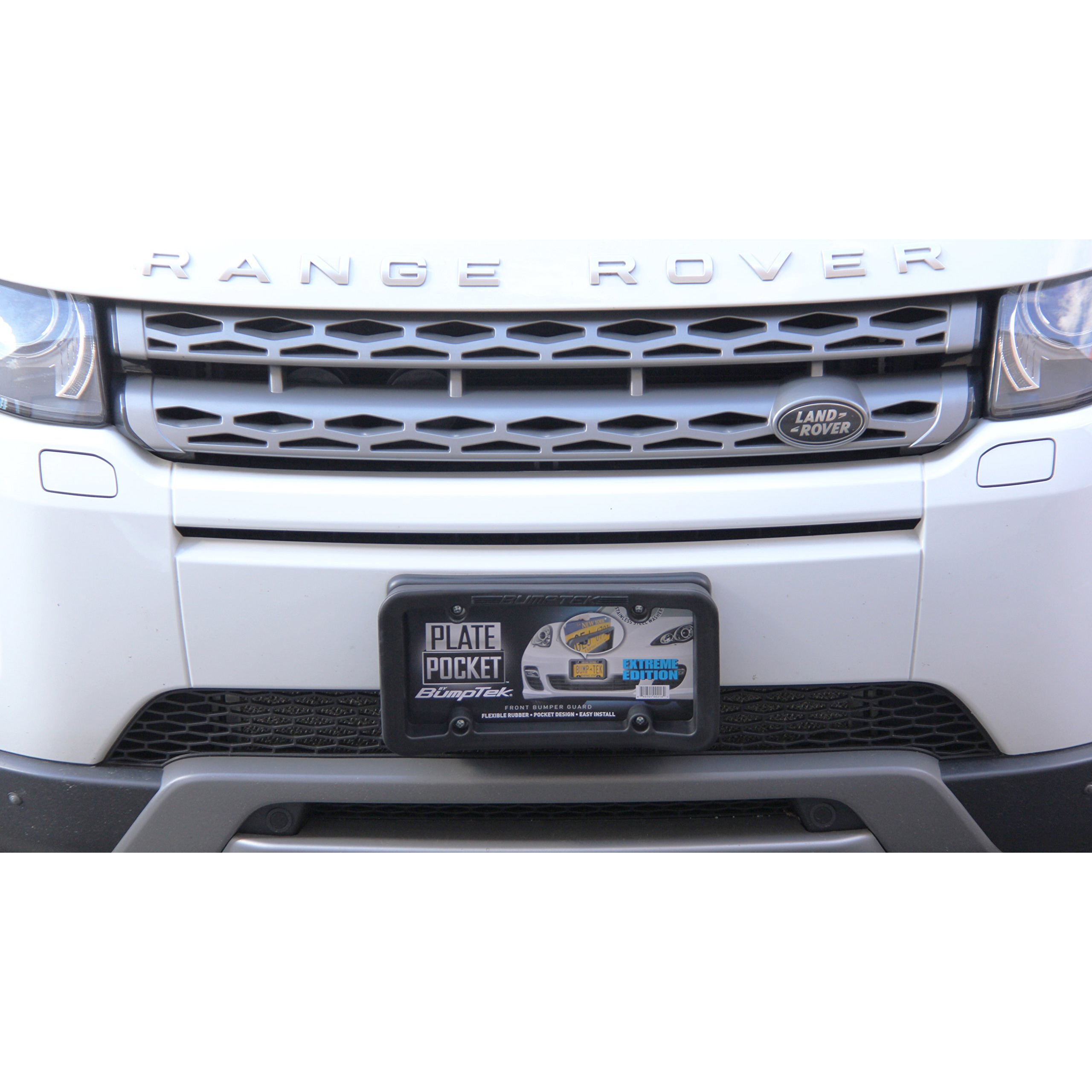 Plate Pocket By Bumptek - Flexible Rubber Front Bumper Guard, Front Bumper Protection, License Plate Frame. Cushions Parking Bumps (Extreme Edition)