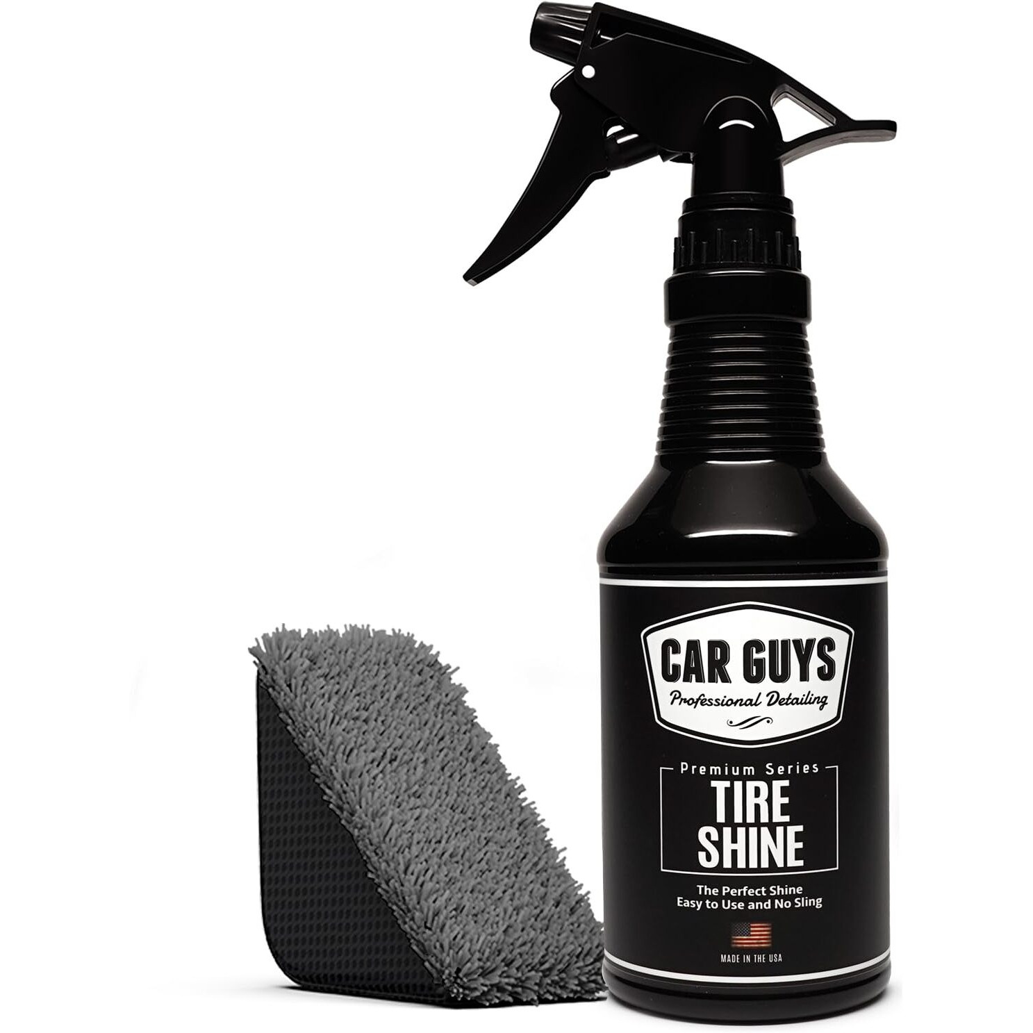Car Guys Tire Shine Spray | The Perfect Shine | Durable And User Friendly Tire Dressing | Long Lasting Uv Protection | 18 Oz Kit With Applicator Pad