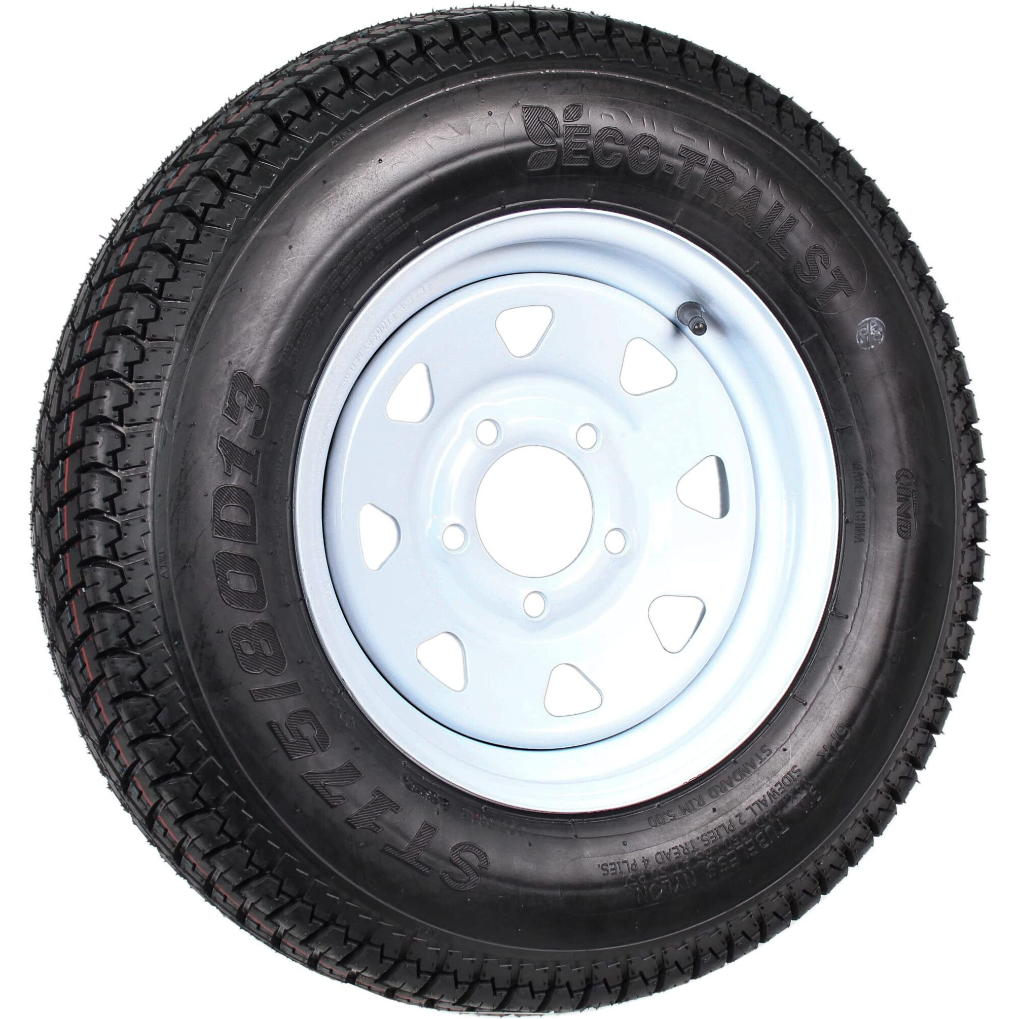 2-Pk Trailer Tire On Rim St175/80D13 175/80 13 In. Lrc 5 Hole White Spoke Wheel