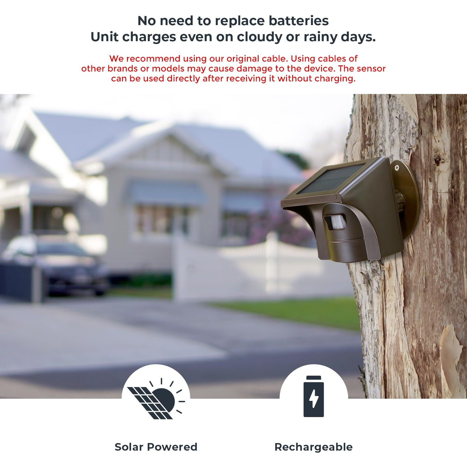 Emacros Long Range Solar Wireless Driveway Alarm Outdoor Weather Resistant Motion Sensor & Detector-Security Alert System-Monitor & Protect Outside Property