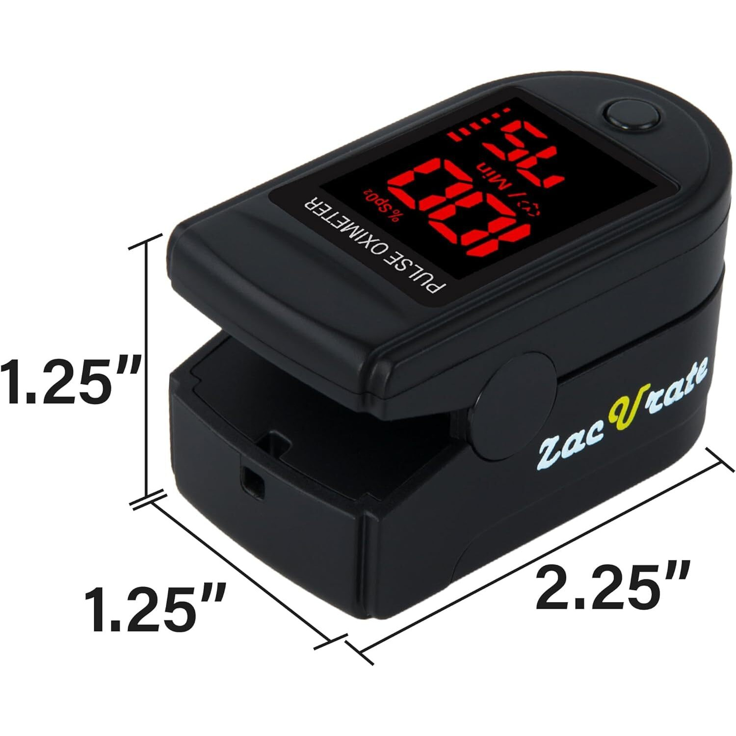 Zacurate Pro Series 500Dl Fingertip Pulse Oximeter Blood Oxygen Saturation Monitor With Silicone Cover, Batteries And Lanyard (Royal Black)