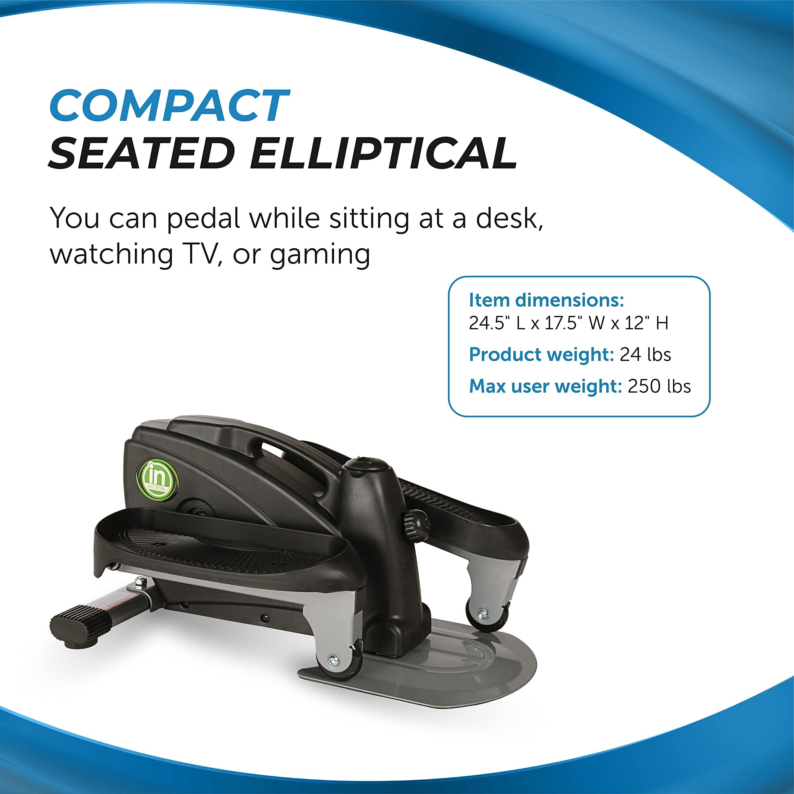 Stamina Inmotion Compact Strider Elliptical Foot Pedal Exerciser With Smart Workout App For Home - Up To 250 Lbs Weight Capacity