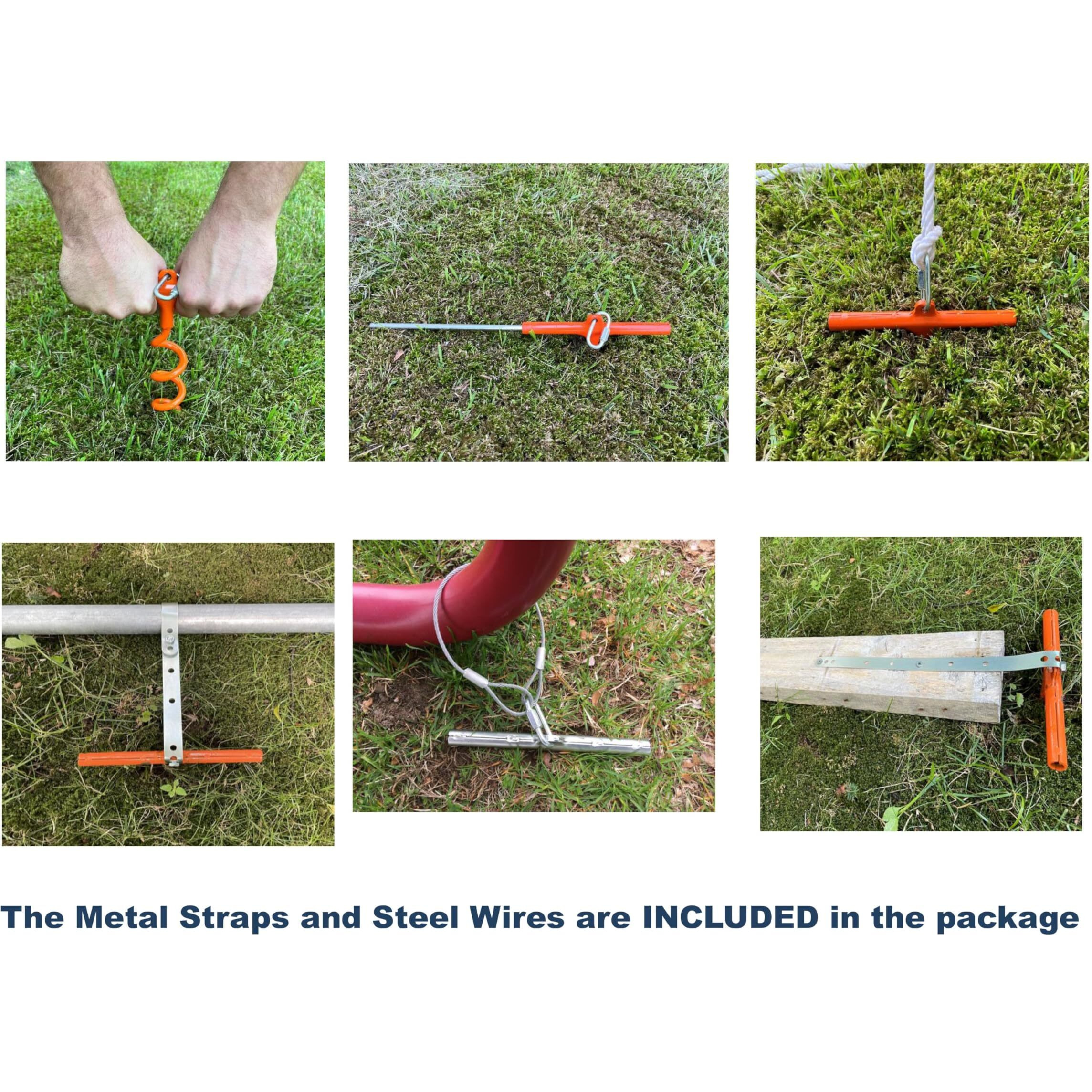 In-N-Out Spiral Ground Anchors - Heavy Duty Screw In Ground Stakes - Corkscrew Earth Anchor Kits- For Canopies, Soccer Goals, Trampolines, Tents, Tarps, Trees And Dog Tie Out