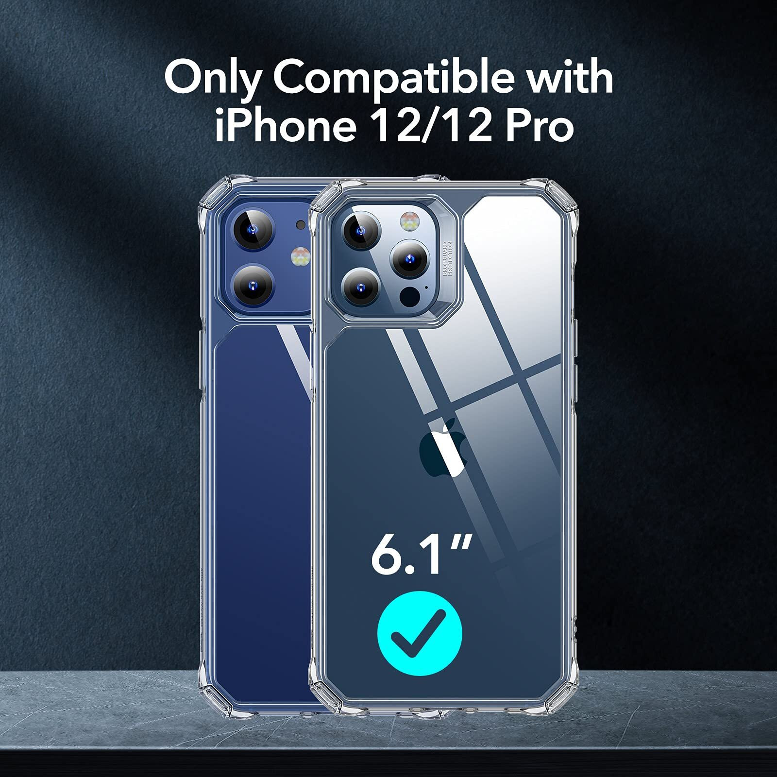 Esr For Iphone 12 Case/Iphone 12 Pro Case, Military-Grade Protection, Shockproof Air-Guard Corners, Yellowing-Resistant Back, Phone Case For Iphone 12/Iphone 12 Pro, Air Armor Case, Clear