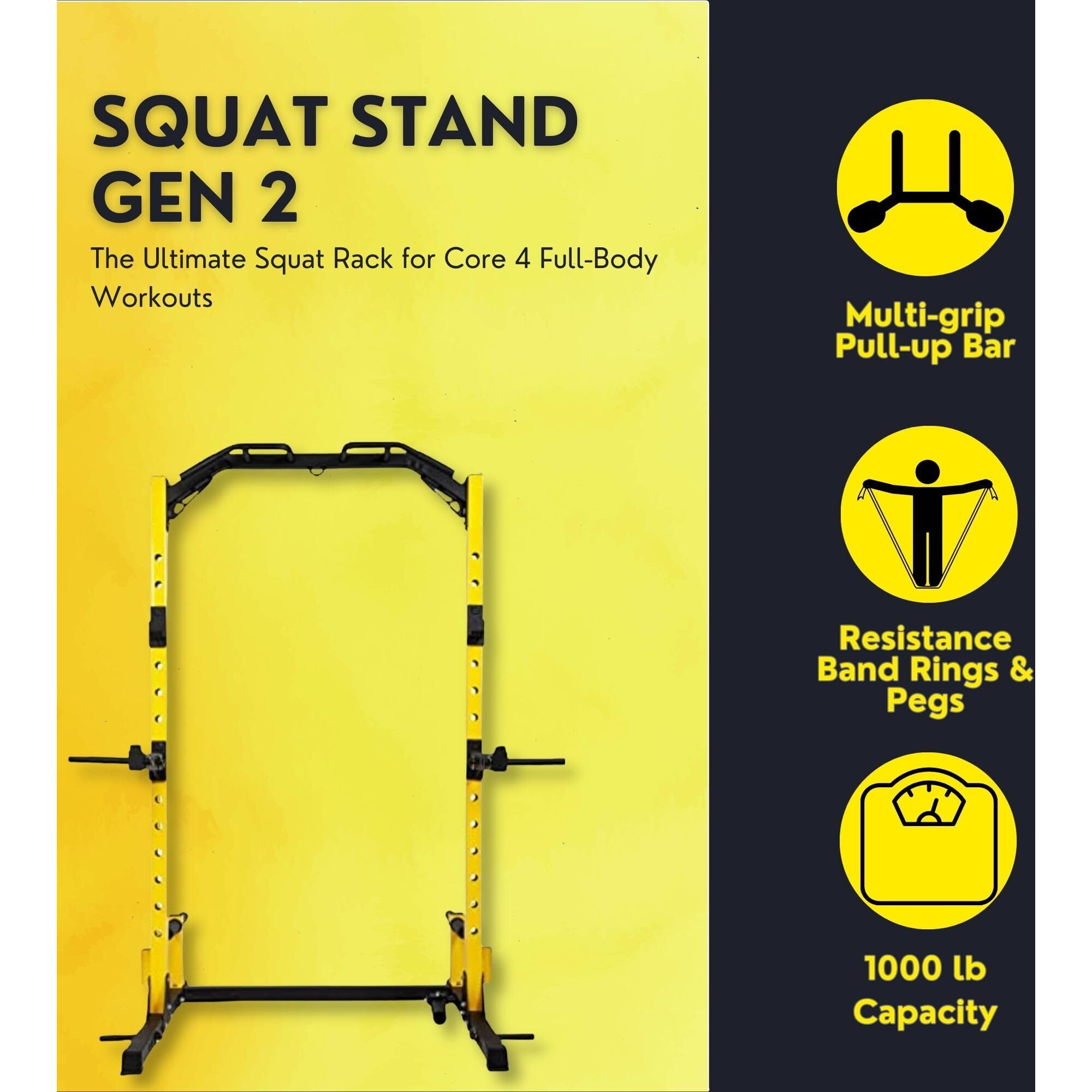Hulkfit Multi-Functional Adjustable Pro Series Squat Rack For Home Gym Power Rack With Multi-Grip Pull Up Bar Strength Training Exercise Equipment Bench Press, Squats, And Deadlifts
