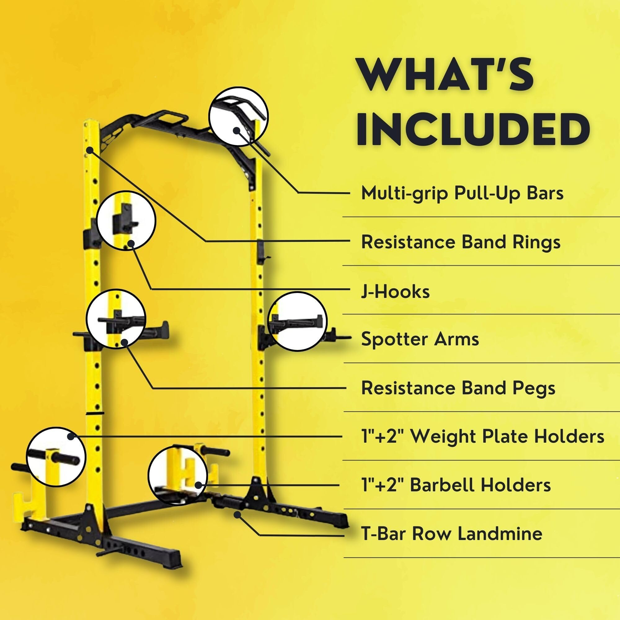 Hulkfit Multi-Functional Adjustable Pro Series Squat Rack For Home Gym Power Rack With Multi-Grip Pull Up Bar Strength Training Exercise Equipment Bench Press, Squats, And Deadlifts