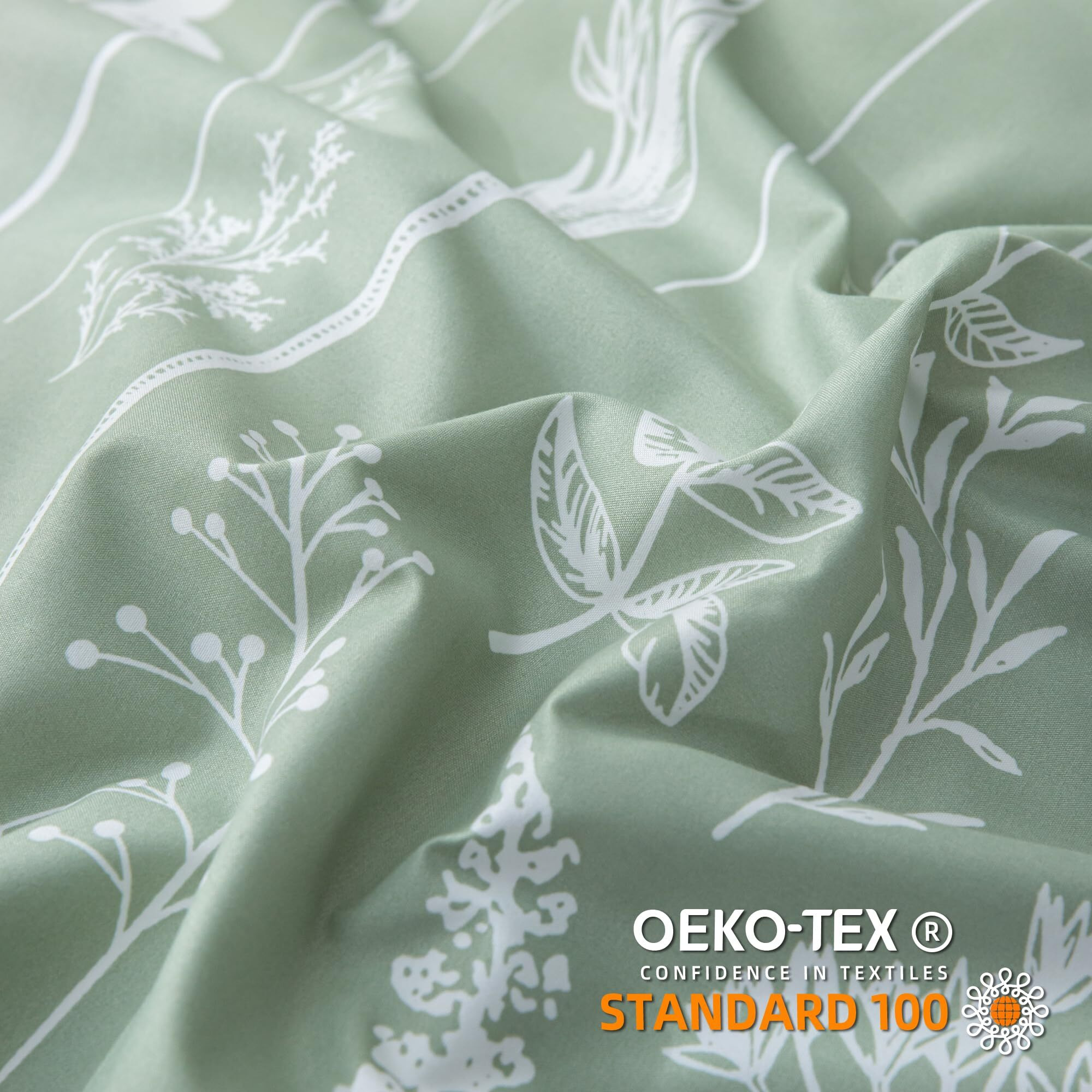 Janzaa Twin Comforter Set - Floral Twin Comforter, Twin Bedding Sets For All Seasons, 2 Pieces, 1 Comforter (66"&quotX90"") & 1 Pillow Cases (20"&quotX26""), Sage Green