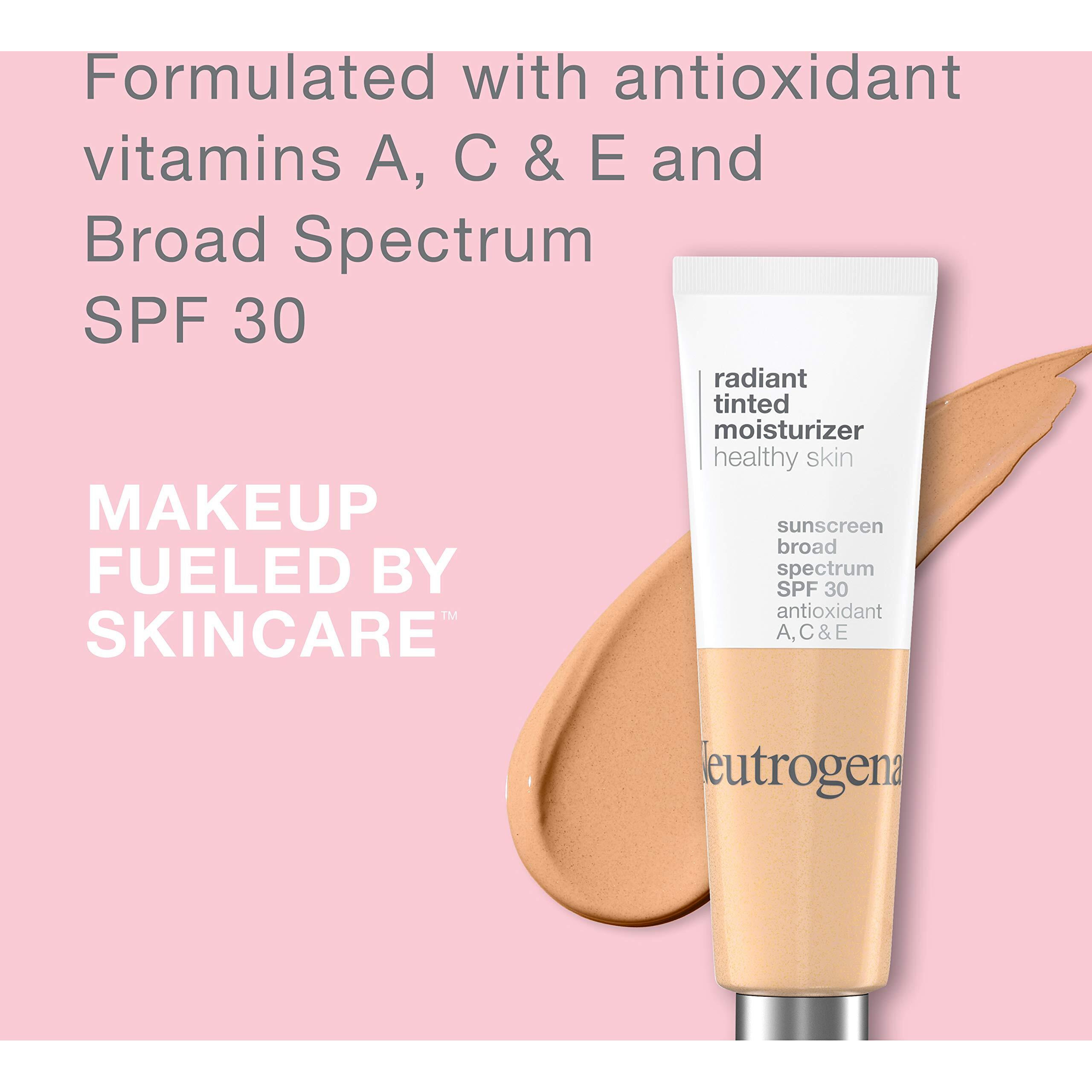 Neutrogena Healthy Skin Radiant Tinted Facial Moisturizer With Broad Spectrum Spf 30 Sunscreen Vitamins A, C, & E, Lightweight, Sheer, & Oil-Free Coverage, Sheer Tan 30, 1.1 Fl. Oz