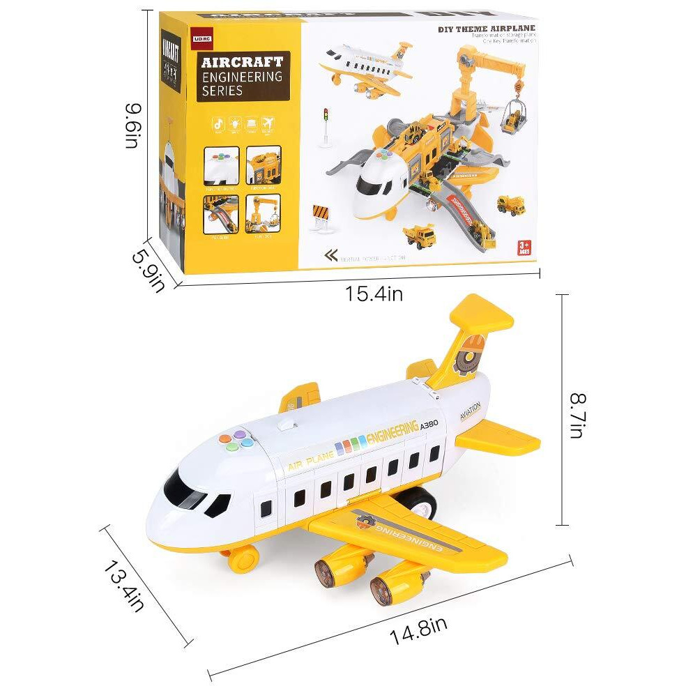 25 Pack Transport Construction Airplane Toy Play Vehicles Set For Kids Gifts, With 6 Construction Die-Cast Toy Truck, 11 Road Signs-Suitable For 3 4 5 6 Year Old Boys And Girls