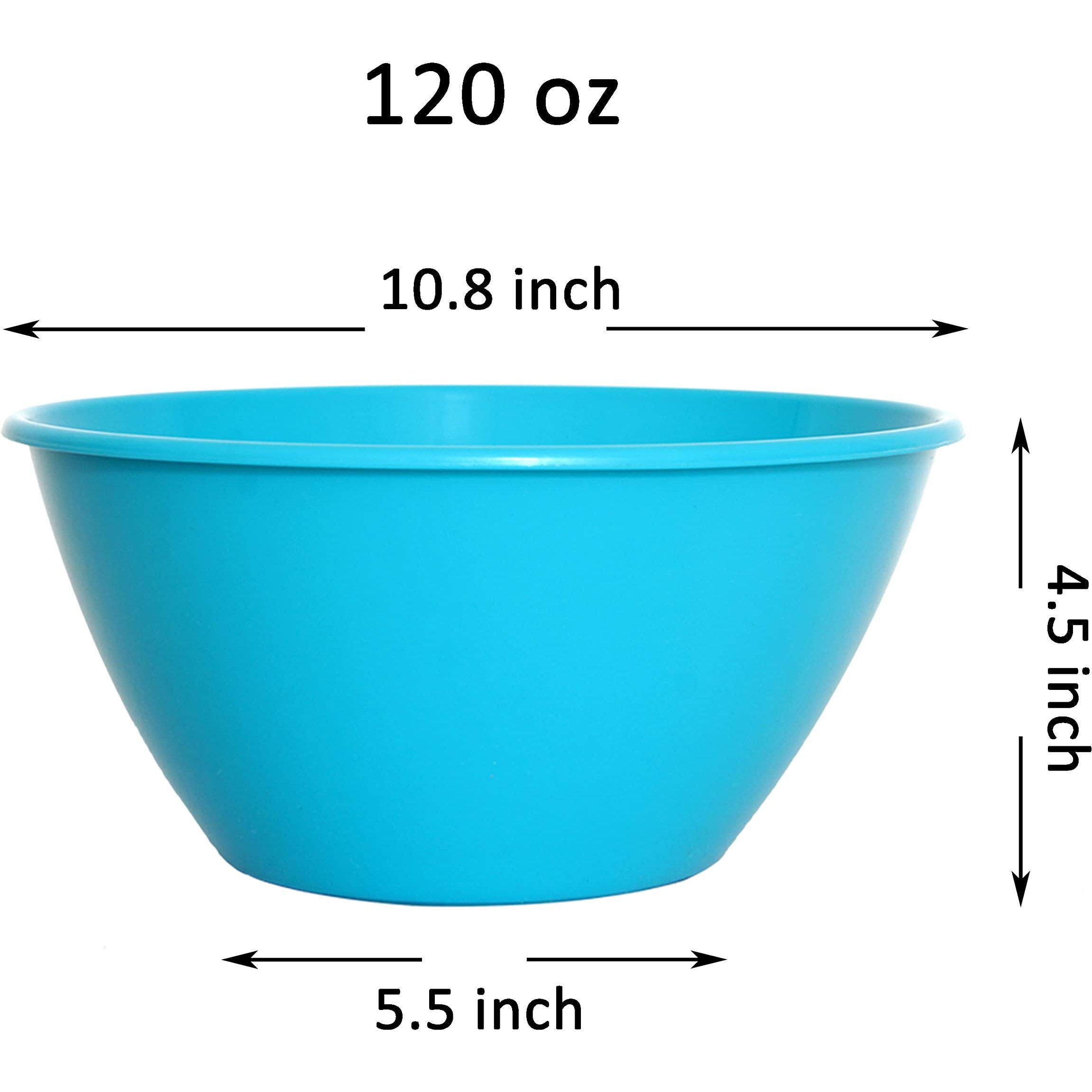 Youngever 11 Inch 120 Ounce Plastic Mixing And Serving Bowls, Large Popcorn Bowls, Salad Bowls, Chip And Dip Serving Bowls, Set Of 9 (Rainbow)