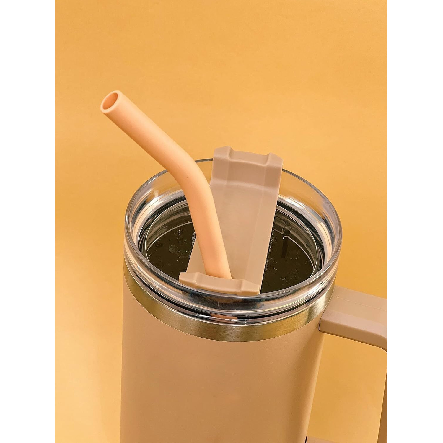 Purifyou Extra Long 14.5"" Reusable Silicone Straws With Flexible Tips, Cleaning Brush, & Portable Case - Fits With 40Oz Stanley Cups, Tumblers & More (Set Of 4)