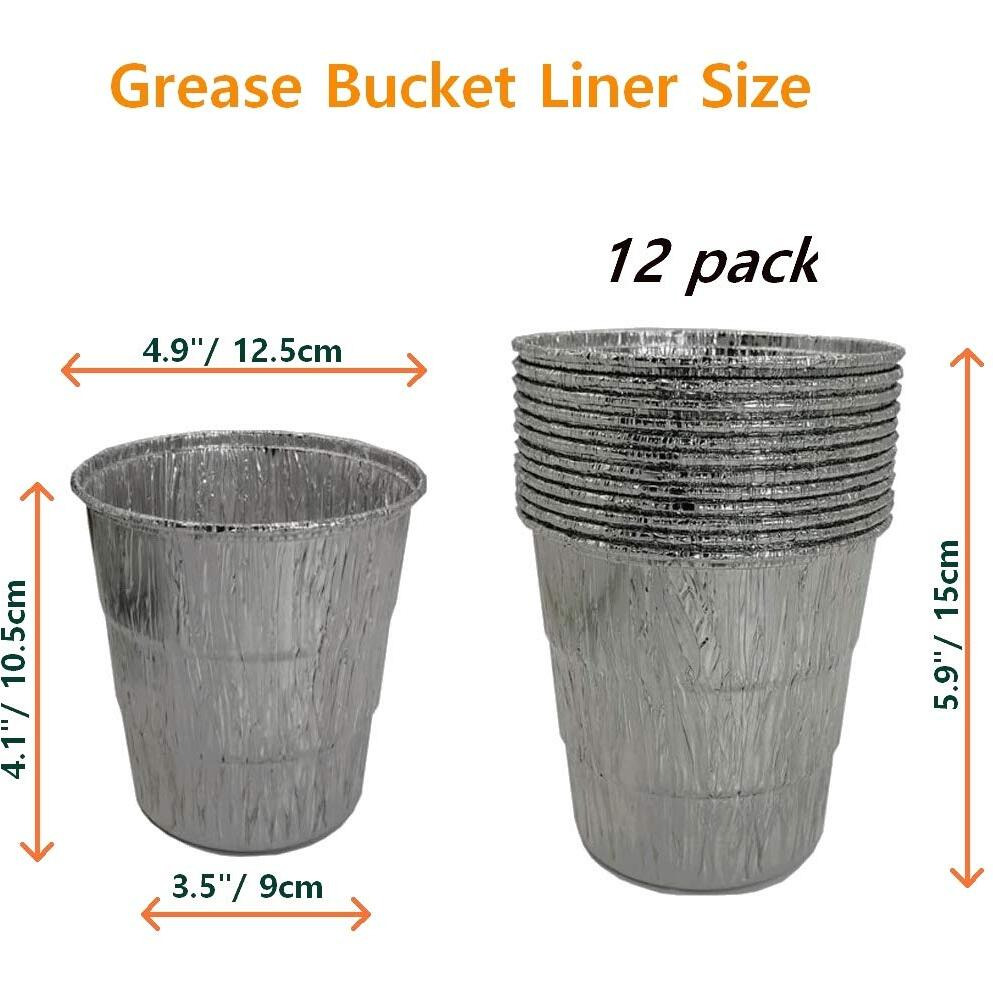 Drip Grease Bucket And 12-Pack Liners For Traeger 20/22/34 Series, Pit Boss Etc Pellet Grill Smoker (Black 12)