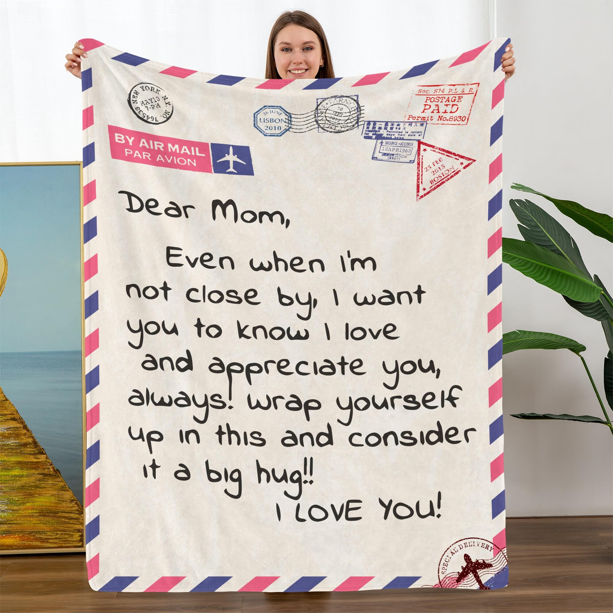 Turmtf Christmas Birthday Gifts For Mom, Wrap Love Around Mom, To My Mom Christmas Birthday Gifts From Daughter Son, Presents For Mother, I Love You Mom Blanket, 56 X71