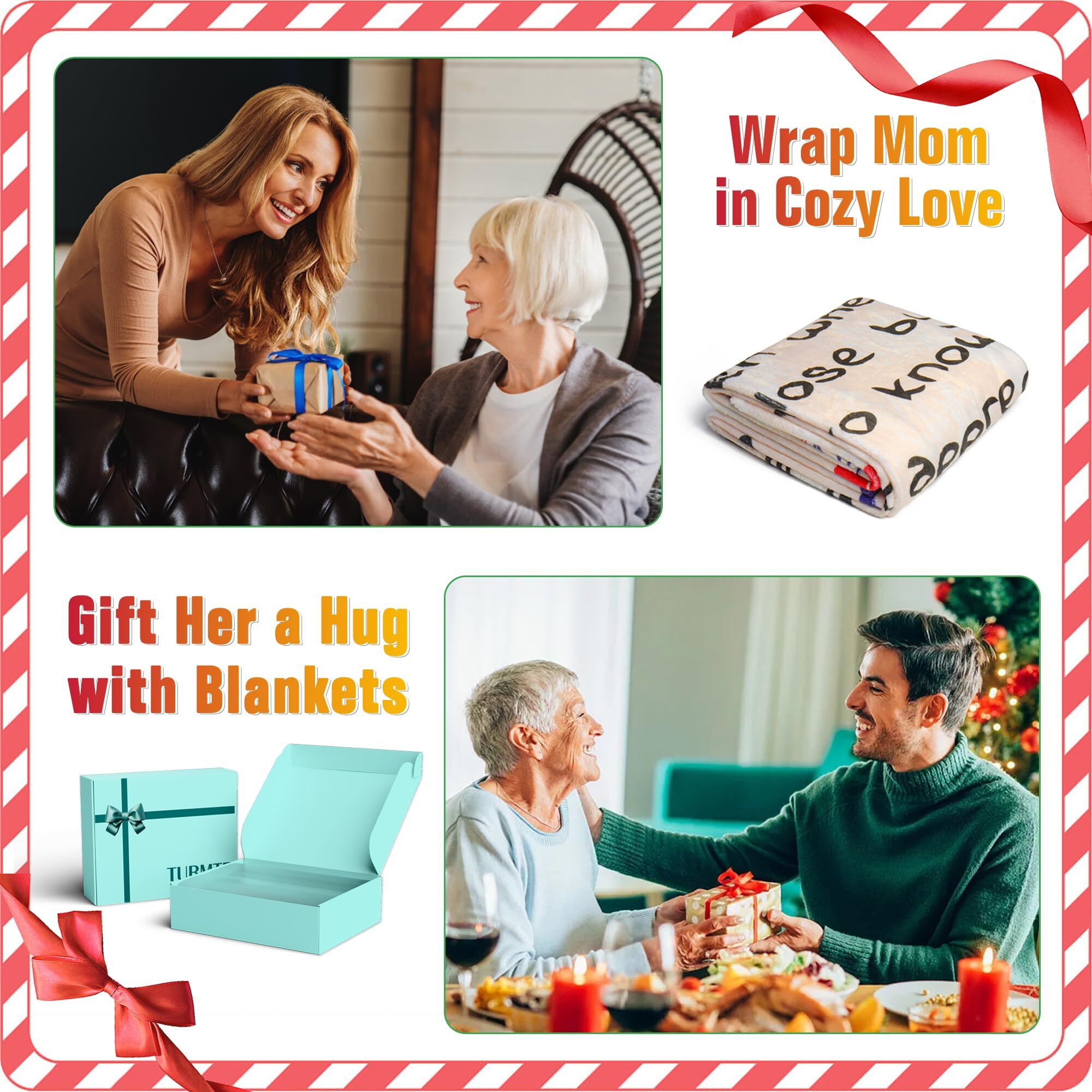 Turmtf Christmas Birthday Gifts For Mom, Wrap Love Around Mom, To My Mom Christmas Birthday Gifts From Daughter Son, Presents For Mother, I Love You Mom Blanket, 56 X71