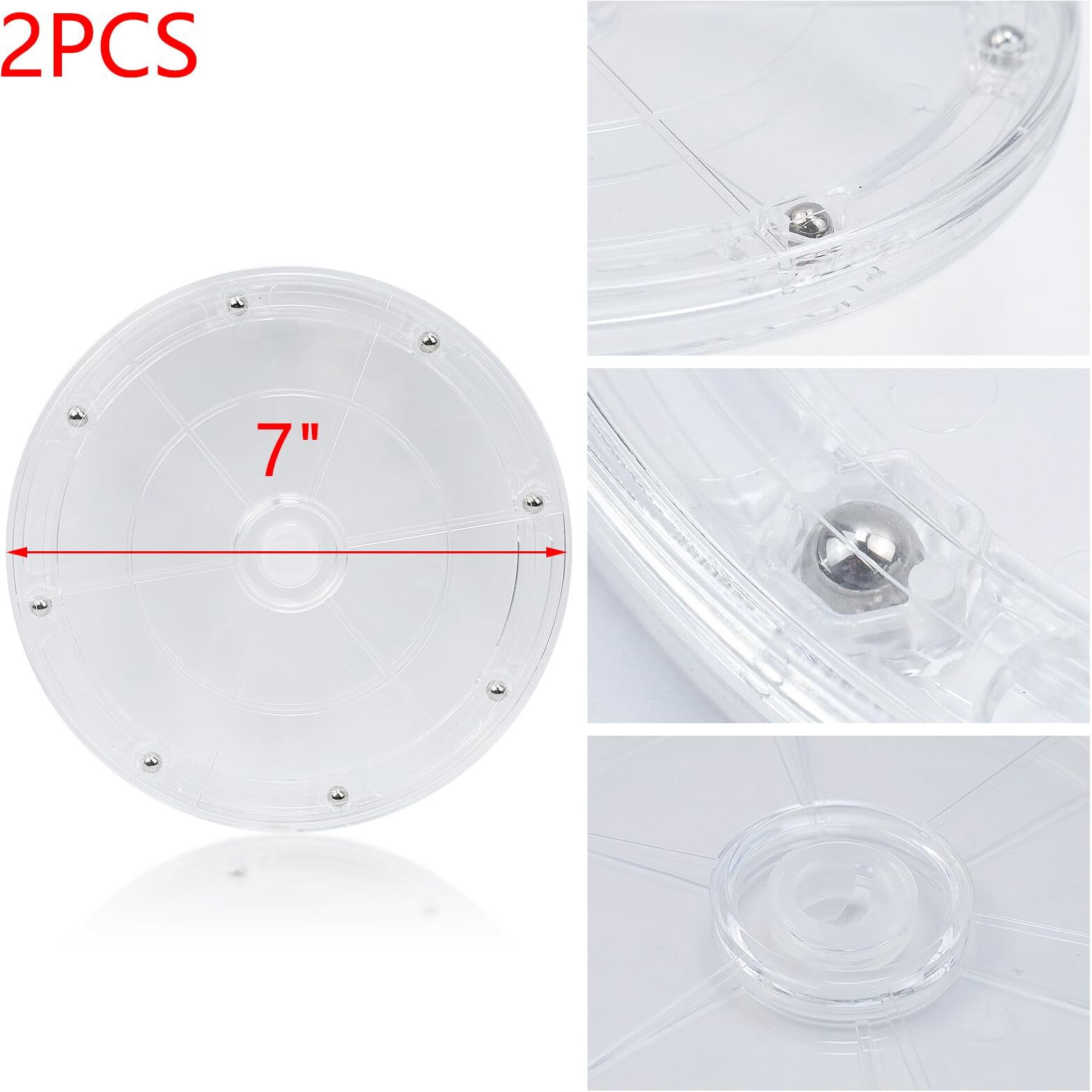 My Mironey Heavy Duty Lazy Susan Turntable Organizer 7"" Clear Acrylic Rotating Swivel Stand With Steel Ball Bearings For Spice Rack Cake Decorating Tv Laptop Pack Of 2