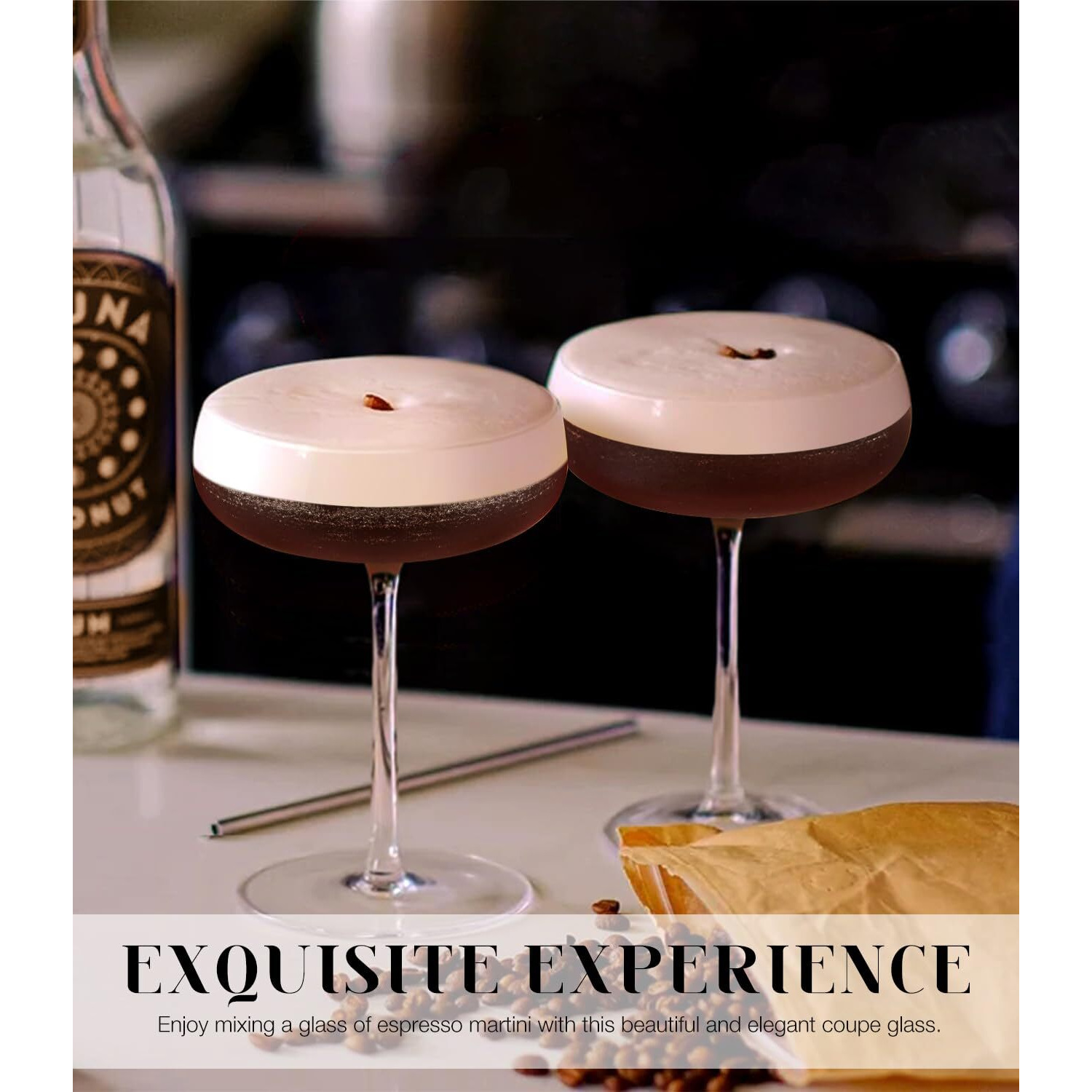 Unique Martini Glasses | Set Of 4 | 8 Oz Crystal Round | Art Deco Cocktail Glasses Set For Pisco Sour, Mixed Drinks | Hand-Blown Fancy Champagne Coupe Glass