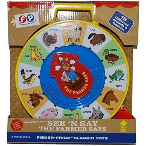 Fisher Price Classics - Farmer Says See 'N Say - Vintage Learning Toy, Sounds And Animals, Interactive Retro Game For Kids, Girls, Boys, Baby, Preschoolers, Toddlers, Unisex Ages 18 Months +