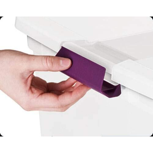 Sterilite 17511712 6 Quart Clearview Latch Storage Container With Plum Handles