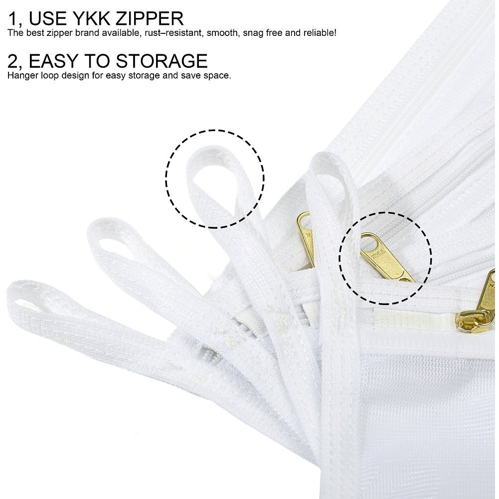 Tenrai Delicates Laundry Bags, Bra Fine Mesh Wash Bag For Underwear, Lingerie, Bra, Pantyhose, Socks, Use Ykk Zipper, Have Hanger Loops, Small Openings (White, 3 Small)