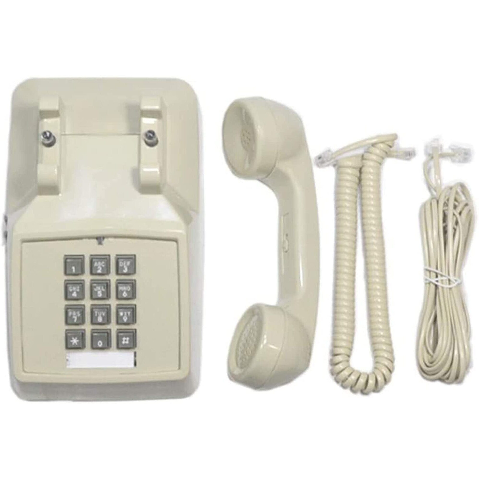 Single Line Classic 2500 Analog Desk Phone With Volume Control, Works On Pbx, Handset And Line Cord, 2 Ports, Beige/Ash