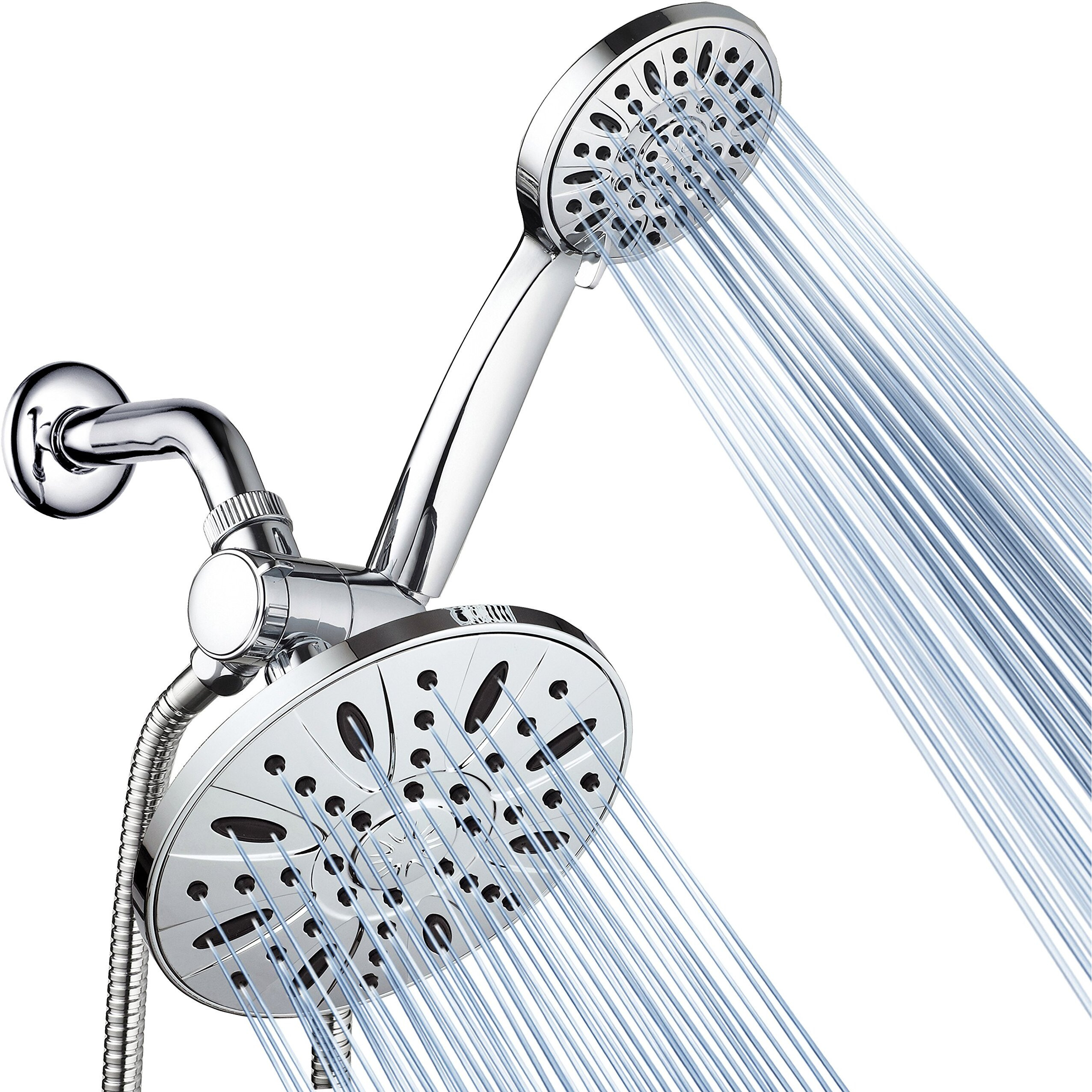 Aquadance 7"" Premium High Pressure 3-Way Rainfall Combo Combines The Best Of Both Worlds-Enjoy Luxurious Rain Showerhead And 6-Setting Hand Held Shower Separately Or Together, Chrome