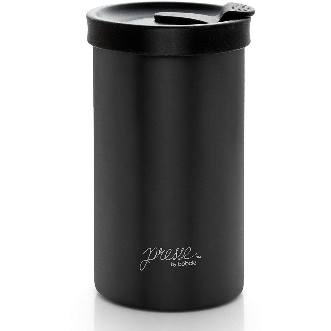 Presse By Bobble French Coffee Press And Insulated Stainless Steel Travel Tumbler For On-The-Go Brewing - 13 Oz (Black)