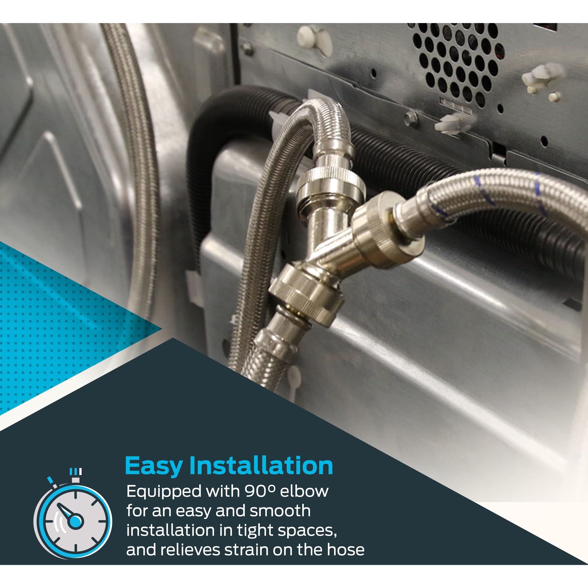 Eastman Steam Dryer Installation Kit, 3/4 Inch Fht Fill Hose, 90 Degree Elbow, 6 Ft Braided Stainless Steel Hoses, 41025