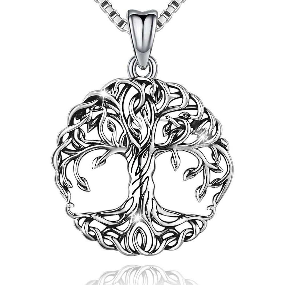 Aniu Mothers Day Gift Jewelry Tree Of Life Necklace For Women Mom, 925 Sterling Silver Celtic Family Tree Pendant Jewelry Gift For Birthday 18"" (With Gift Box)