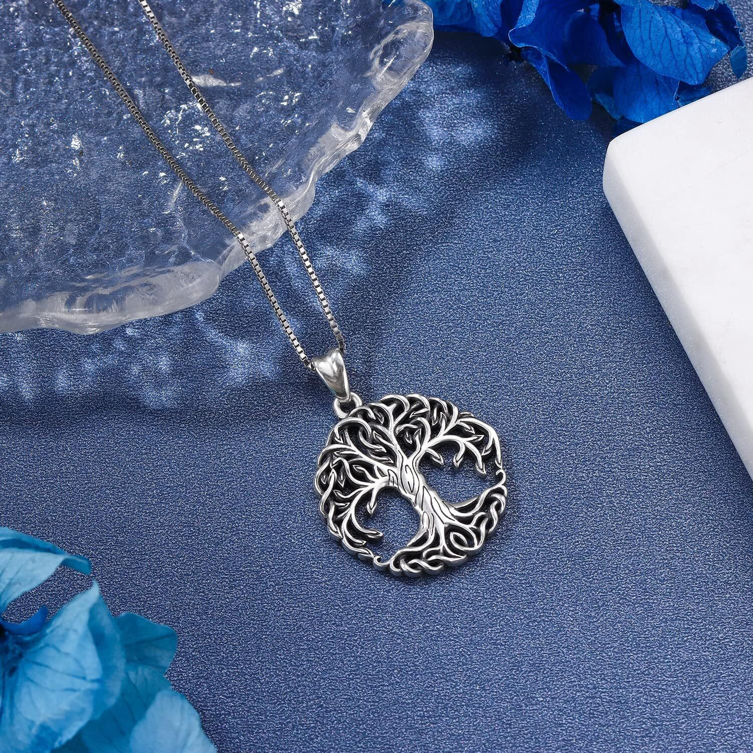 Aniu Mothers Day Gift Jewelry Tree Of Life Necklace For Women Mom, 925 Sterling Silver Celtic Family Tree Pendant Jewelry Gift For Birthday 18"" (With Gift Box)