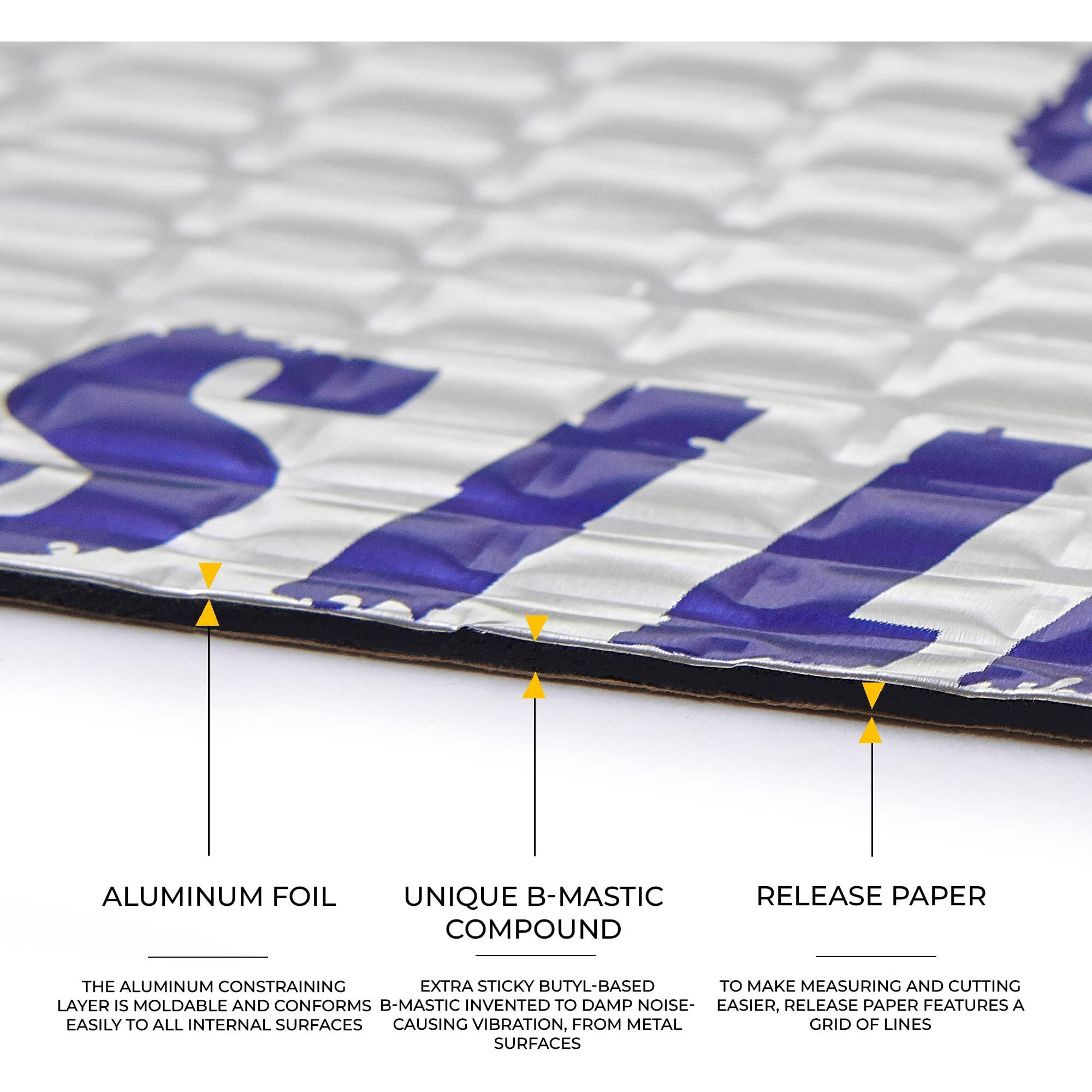 Siless 50 Mil (1.3Mm) 52 Sqft Car Sound Deadening Mat - Butyl Automotive Sound Deadener - Noise Insulation And Vibration Dampening Material ( 52 Sqft)
