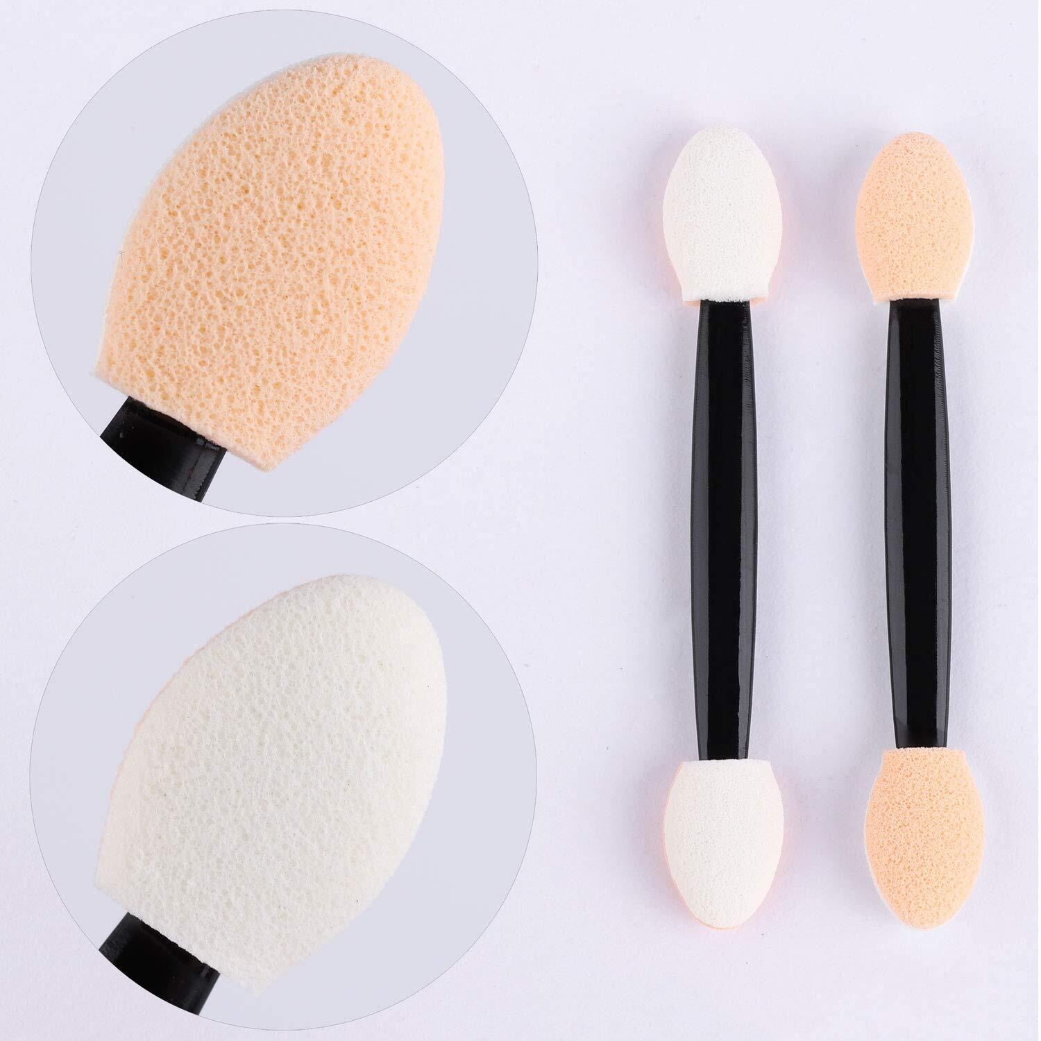 150 Eye Shadow Applicator Disposable Foam Makeup Brush Sponge Tipped Oval Eyeshadow Applicators Dual Sides With Container