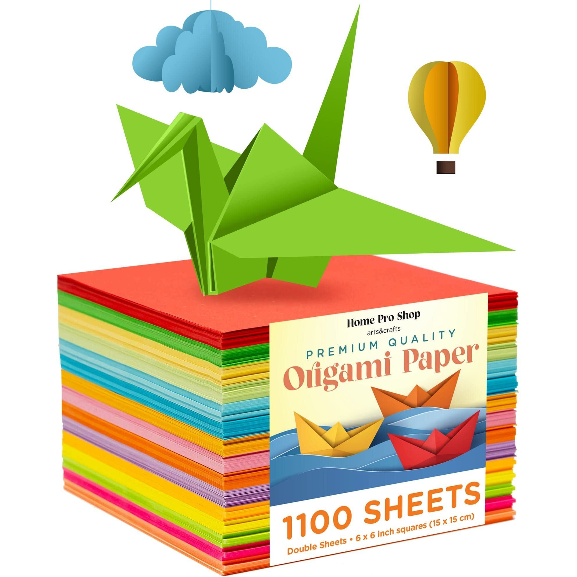 Origami Paper - 1100 Sheets - Double Sided 6X6 Inches Origami Squares - 15 Vibrant Colors - Origami Set For Kids - Easy Fold Origami Papers For Arts & Crafts - Quality Paper Origami Sheets