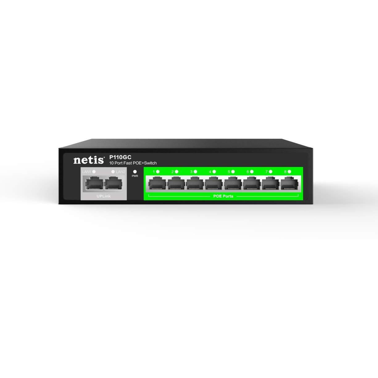 Netis Pe110Gc 8 2 Combo-Port All Gigabit Poe Switch (8 Poe Port) 802.3Af/ 802.3At, 120W
