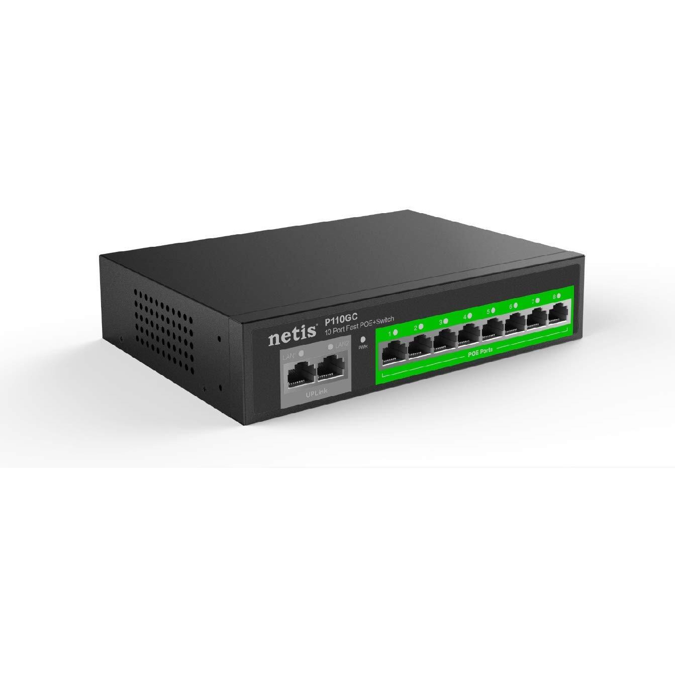 Netis Pe110Gc 8 2 Combo-Port All Gigabit Poe Switch (8 Poe Port) 802.3Af/ 802.3At, 120W