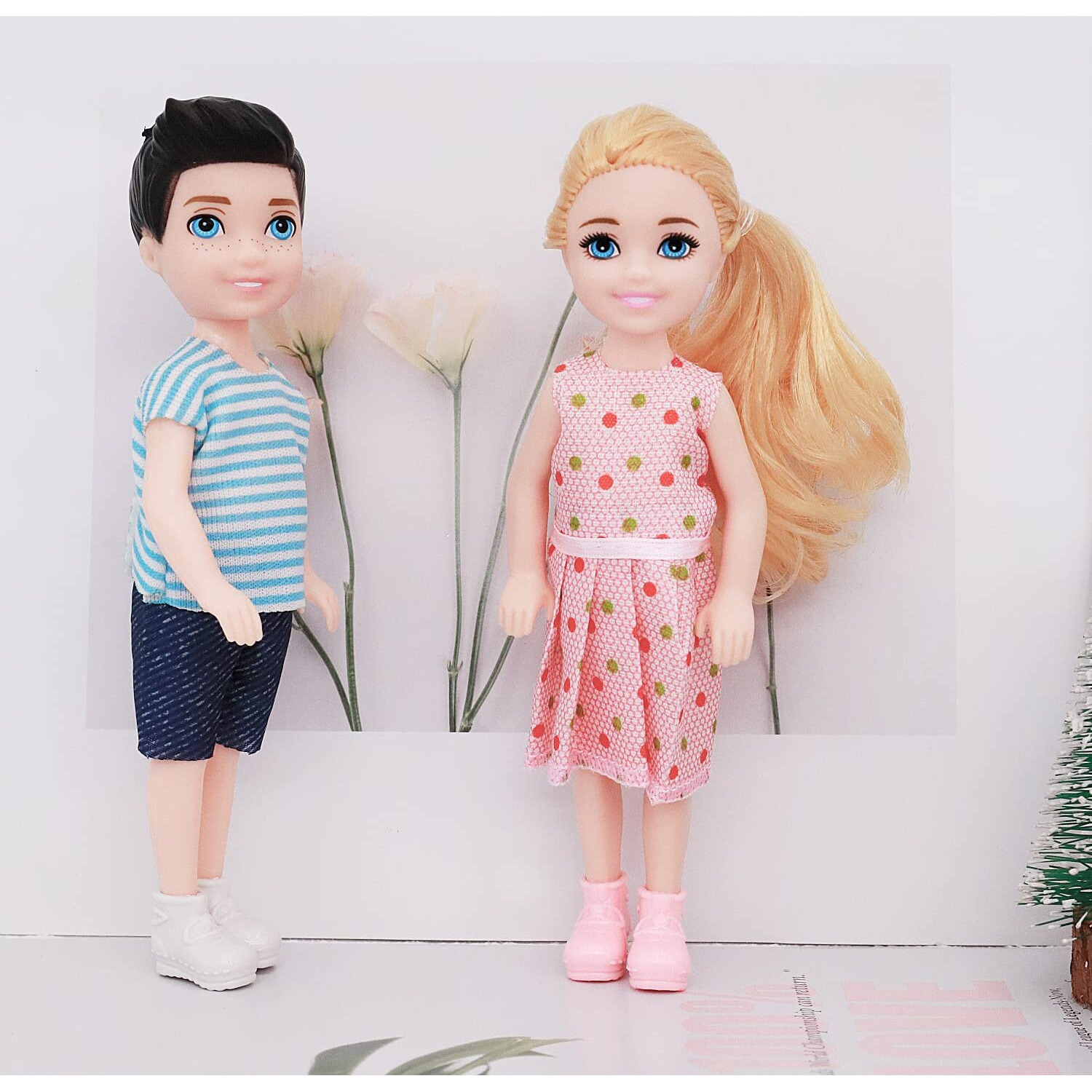Lembani 10 Sets 5 Inch Mini Dolls With Clothes, 5 Pieces Boy Dolls And 5 Pieces Girl Dolls, Mini Princess Dolls Toy For Dollhouse Kids Gifts