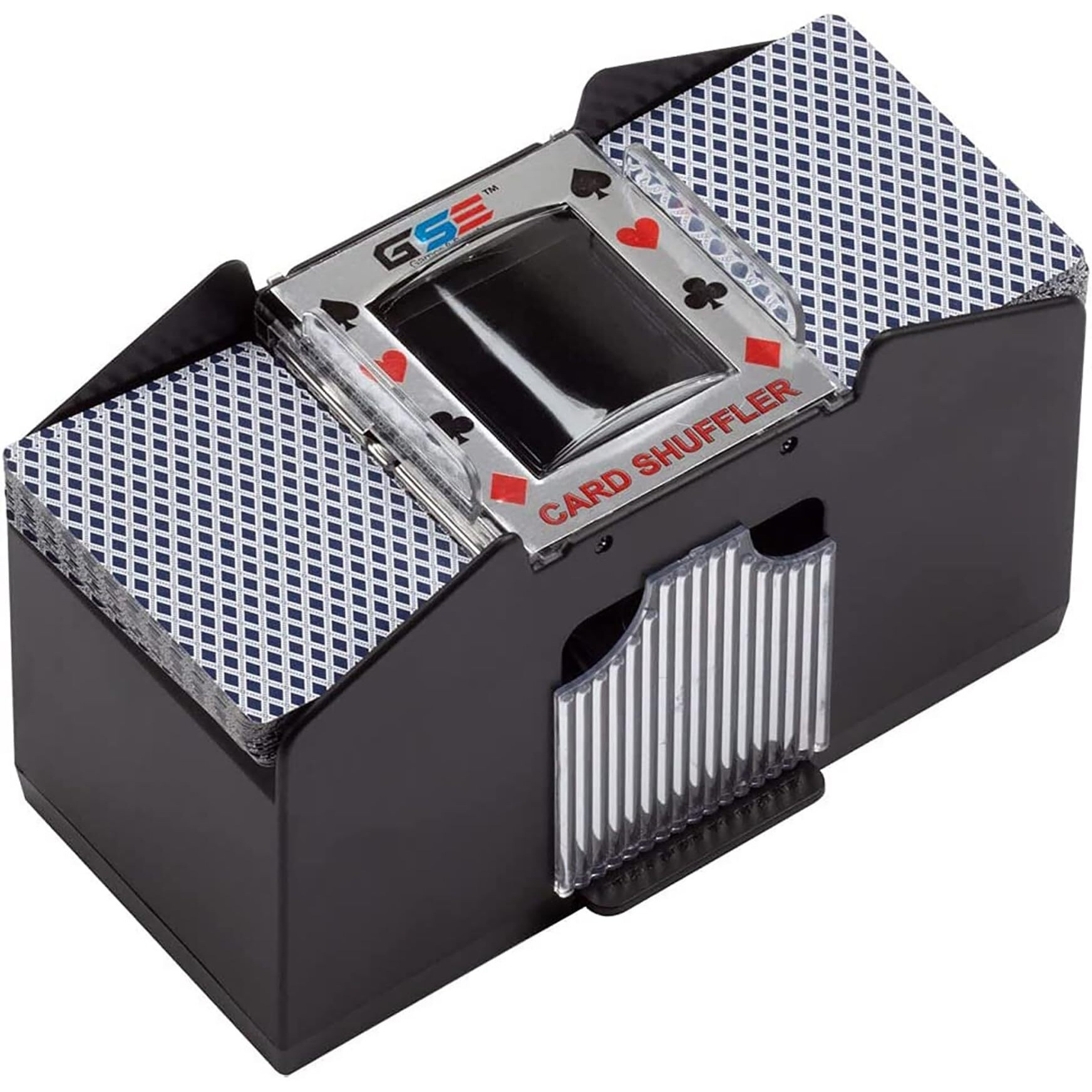 Gse Games & Sports Expert 4-Deck Automatic Card Shuffler, Battery-Operated Electric Shuffler Machines For Playing Cards, Blackjack, Texas Hold'Em, Canasta, Uno, Rummy, Bridge
