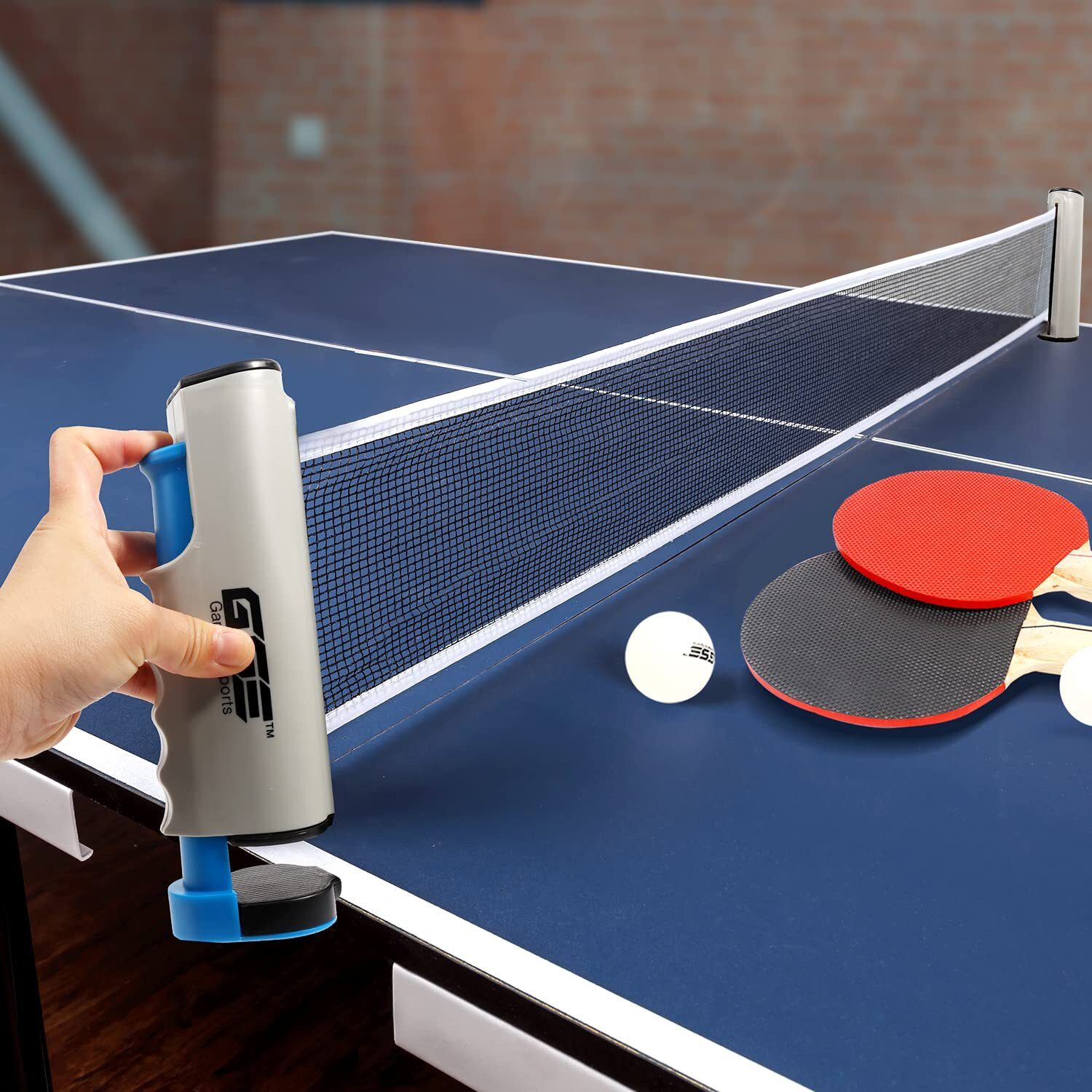 Gse Games & Sports Expert Adjustable Retractable Ping Pong Net & Post. Portable Table Tennis Net & Clamps. Replacement Ping Pong Net For Any Tables (Grey)