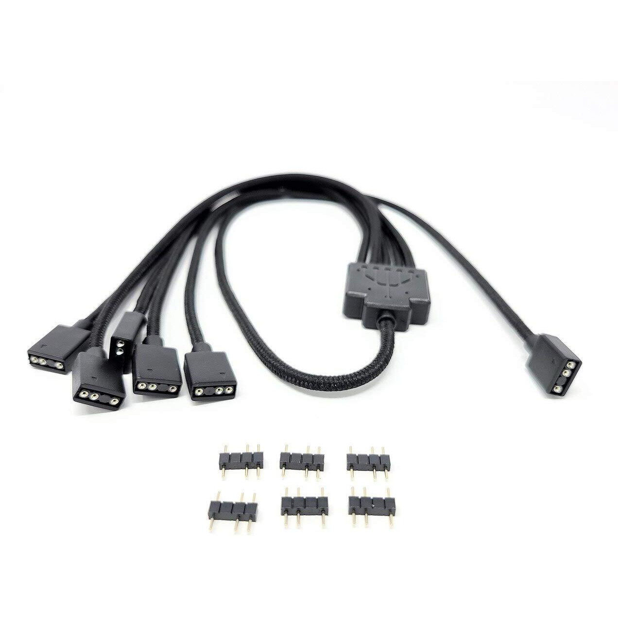 Micro Connectors 70Cm Premium Sleeved 3-Pin 1 To 5 Addressable (Argb) Splitter Cable (Black, F04-15As70-Bk)