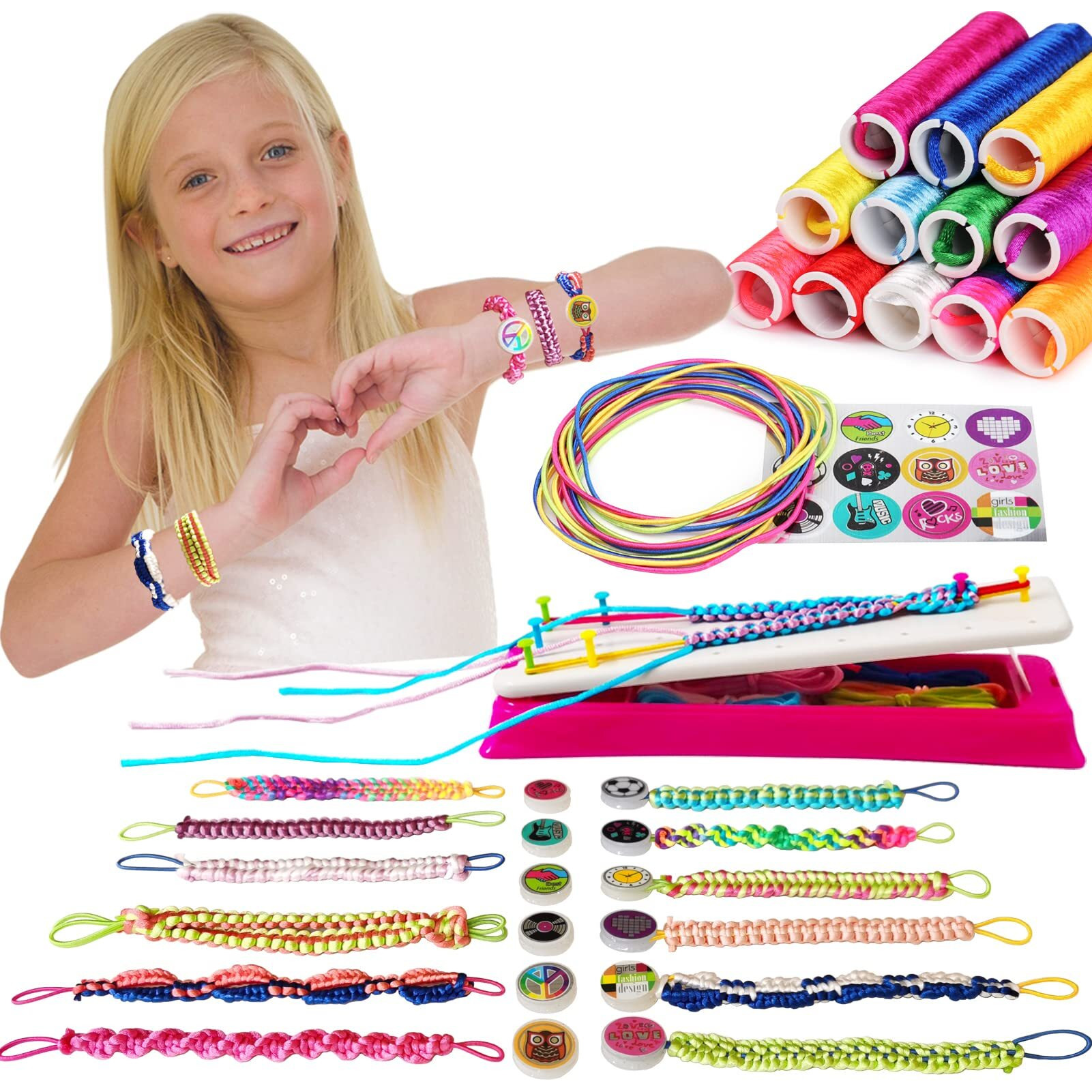 Iqkidz Friendship Bracelet Making Kit - Make Bracelets Craft Toys For Girls Age 8-12 Yrs, Cool Birthday Gifts For 6 7 9 10 11 Years Old Kids, Christmas Gift Set