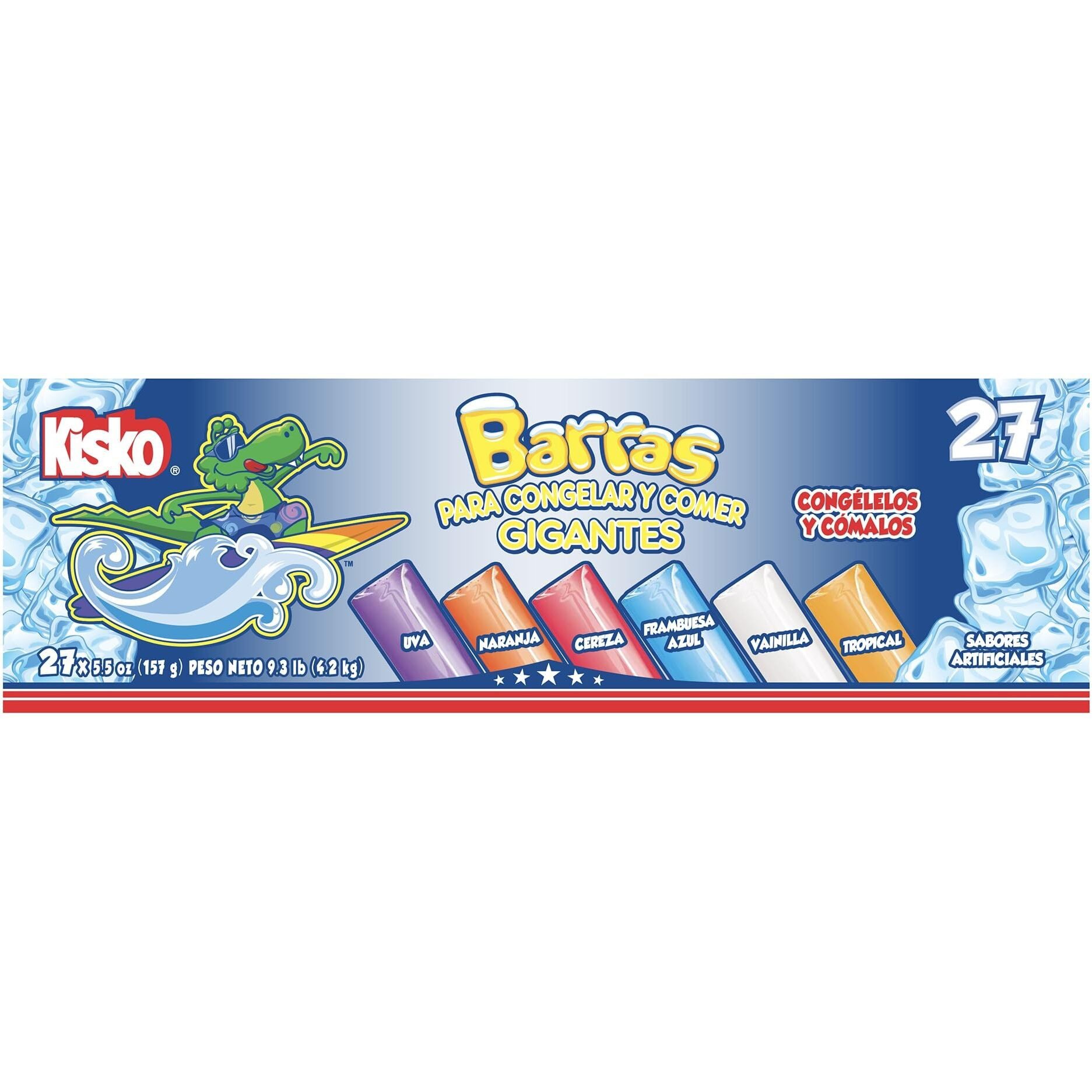 Kisko Freezies Ice Pops, Bulk Variety Giant Freezies, 27 Pieces