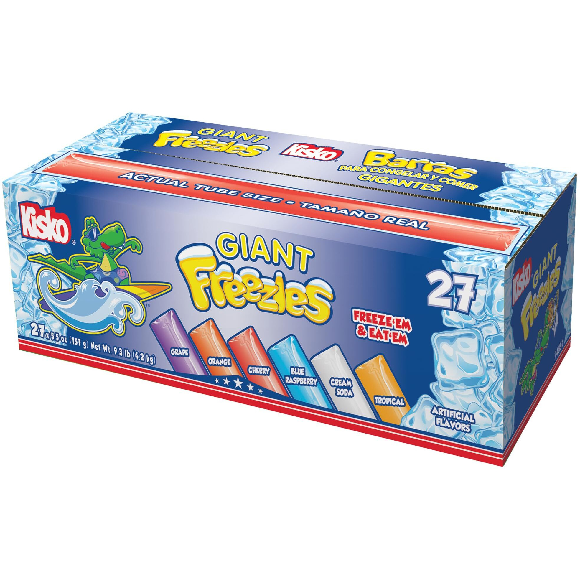 Kisko Freezies Ice Pops, Bulk Variety Giant Freezies, 27 Pieces