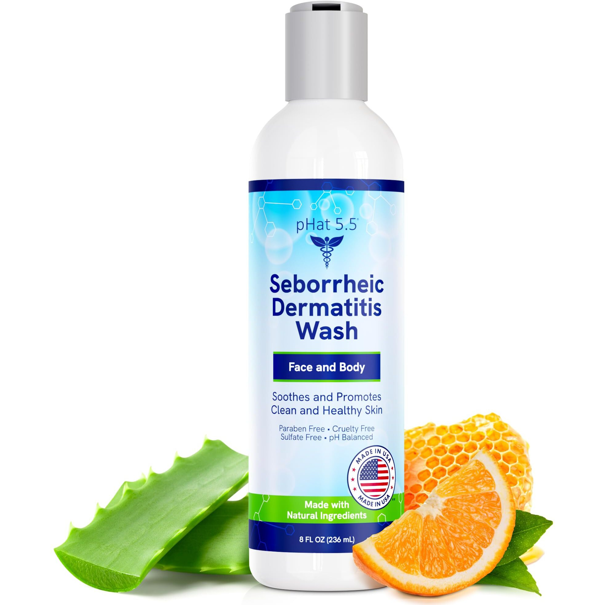 Seborrheic & Atopic Dermatitis Gentle Face Wash With Manuka Honey - Natural & Organic Face Cleanser & Body Wash For Sensitive Skin - Hypoallergenic, Paraben Free & Sulfate Free Acne Face Wash (8Oz)