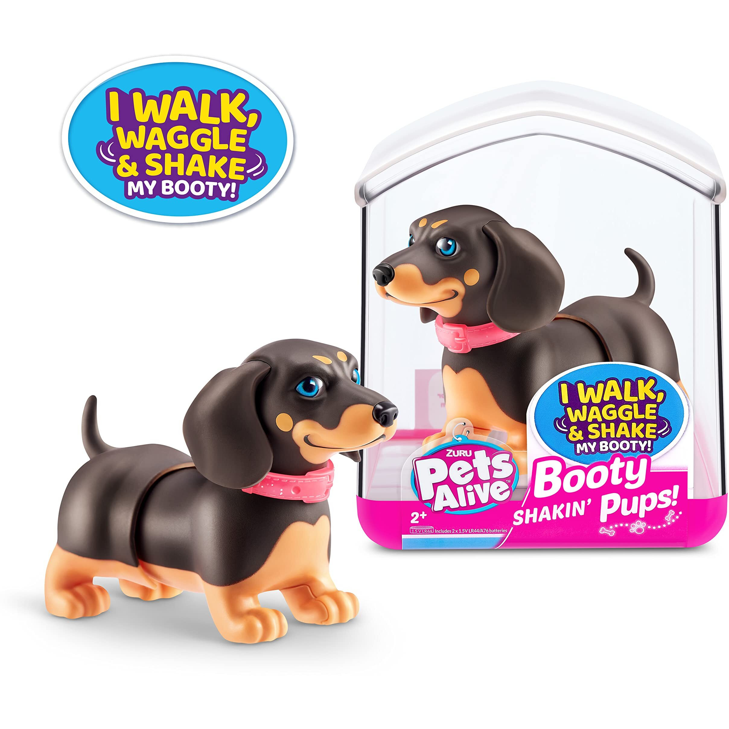 Pets Alive Booty Shakin' Pups (Frenchie & Dachshund) By Zuru 2 Pack Interactive Mini Dog Toys That Walk, Waggle, And Booty Shake, Electronic Puppy Toy For Kids And Girls