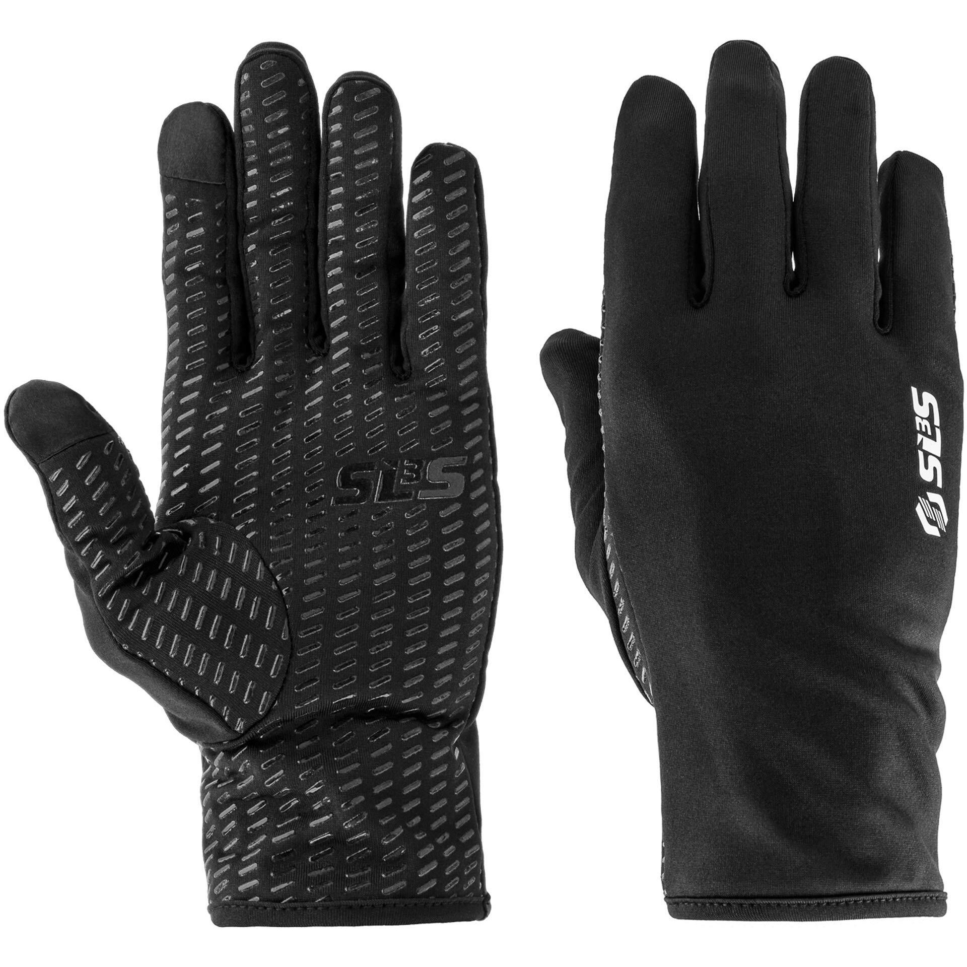 Sls3 Runners Gloves For Women, Men - Light Runner Gloves For Cold Weather, With Touchscreen Fingers + Silicone Dots Grip - Thin Black Gloves For Runners Cycling Walking Jogging Hiking (Medium)